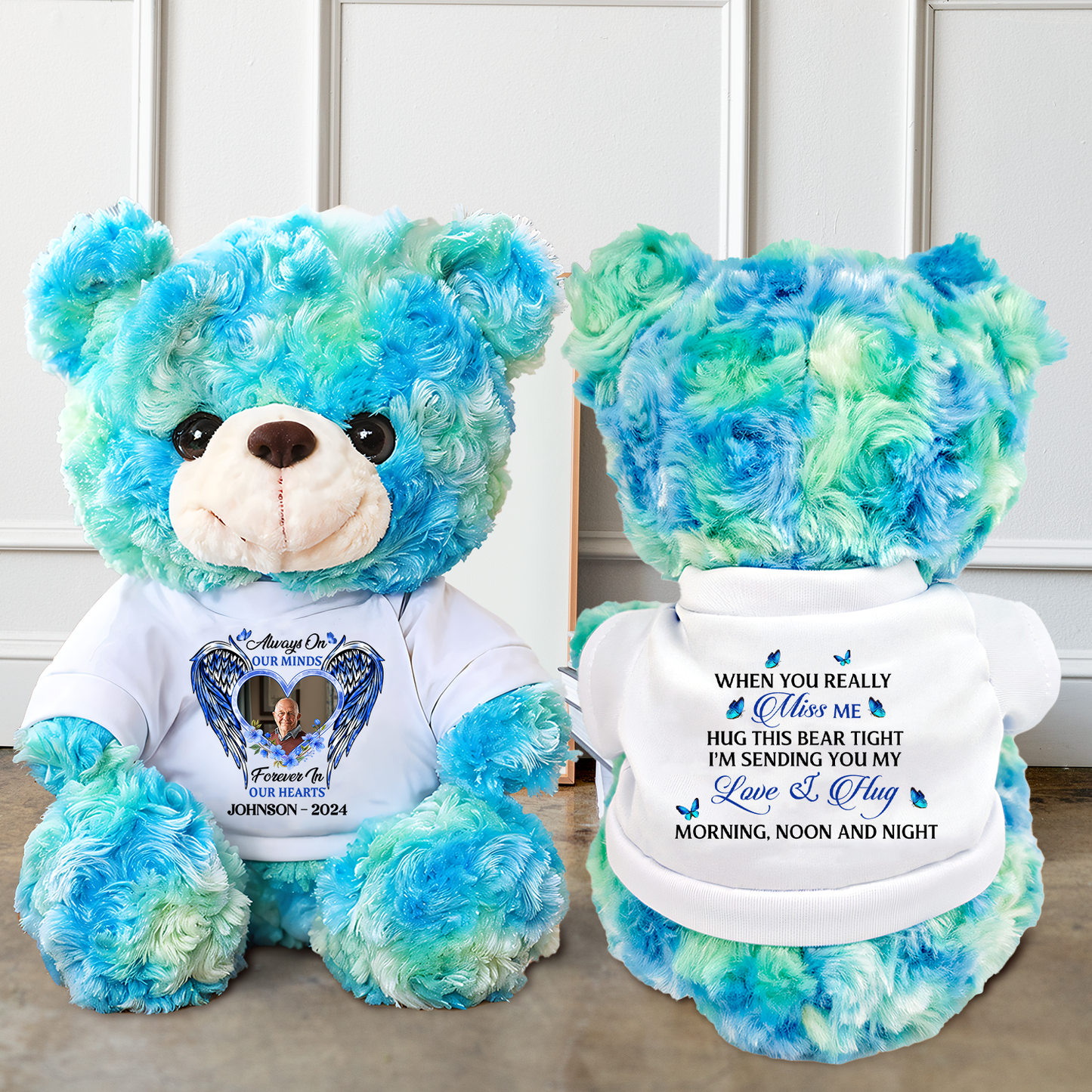 A hug From Heaven Heart Wings - Memorial Personalized Custom Teddy Bear Plush