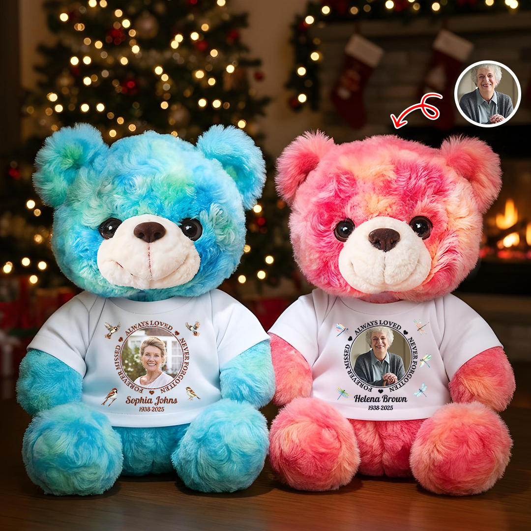 Always Loved Never Forgotten Glitter - Memorial Personalized Custom Teddy Bear Plush