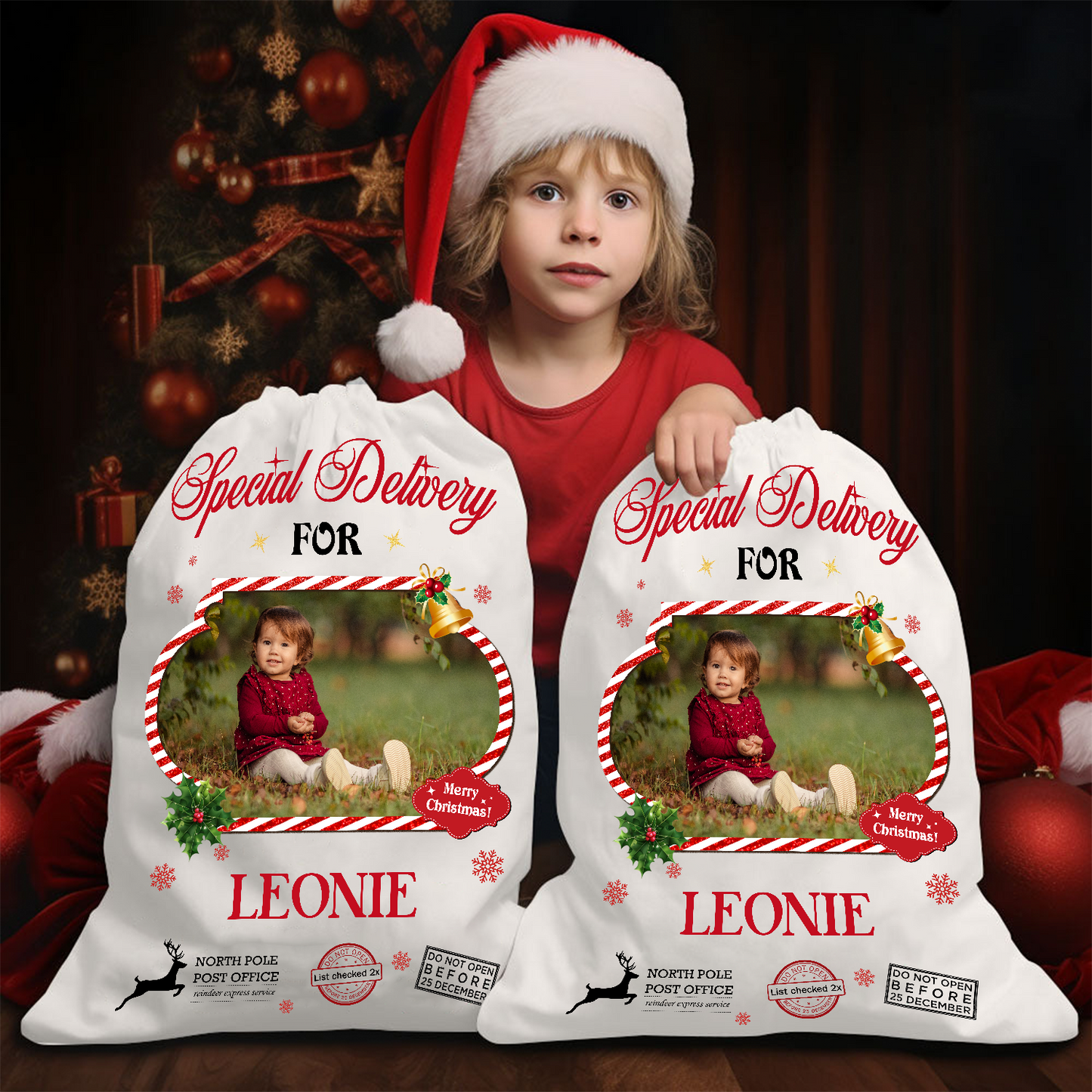 Christmas Bag Special Delivery - Customized Canvas Drawstring Bags