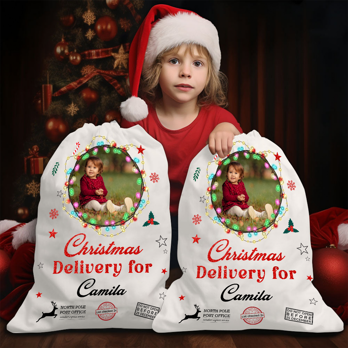 Christmas Bag Special Delivery Light - Customized Canvas Drawstring Bags