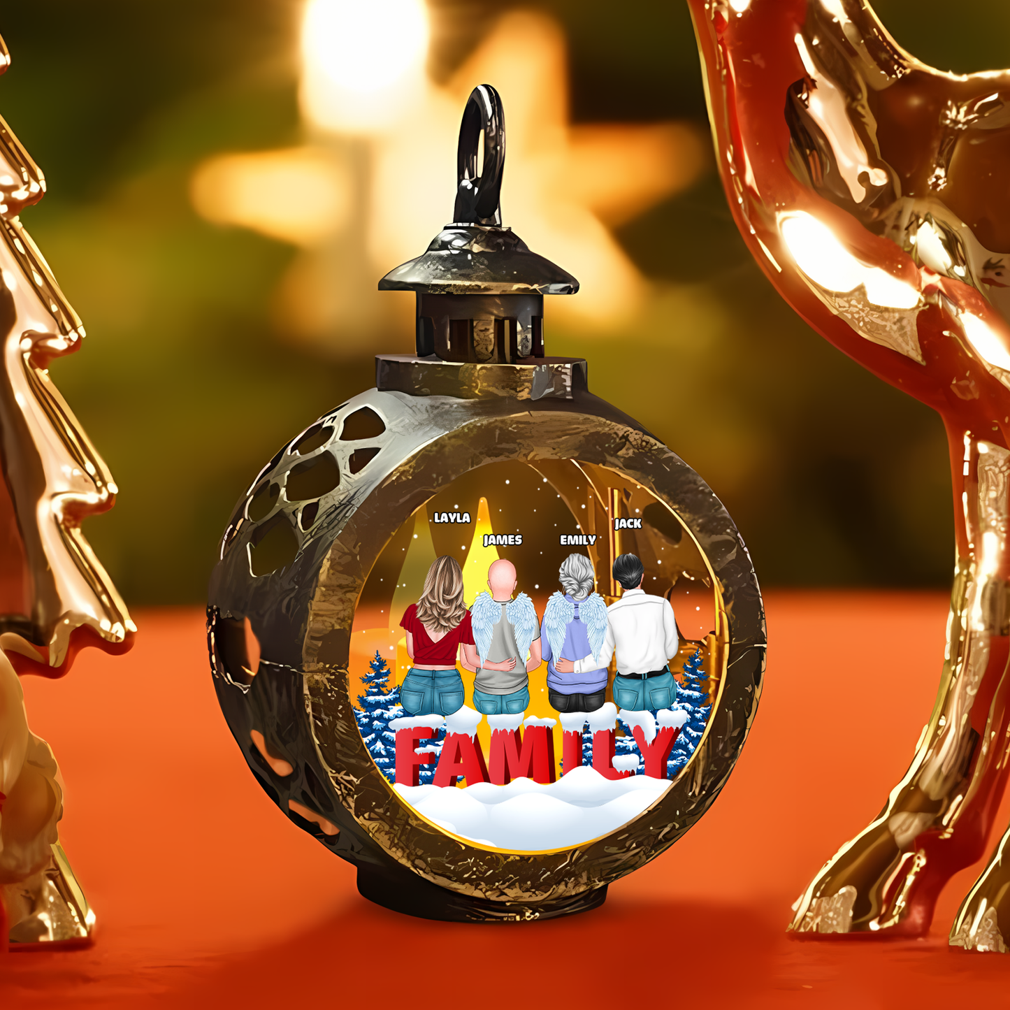 Custom Name and Photo - Memorial Gift - Personalized Candlelight Lantern Ornament