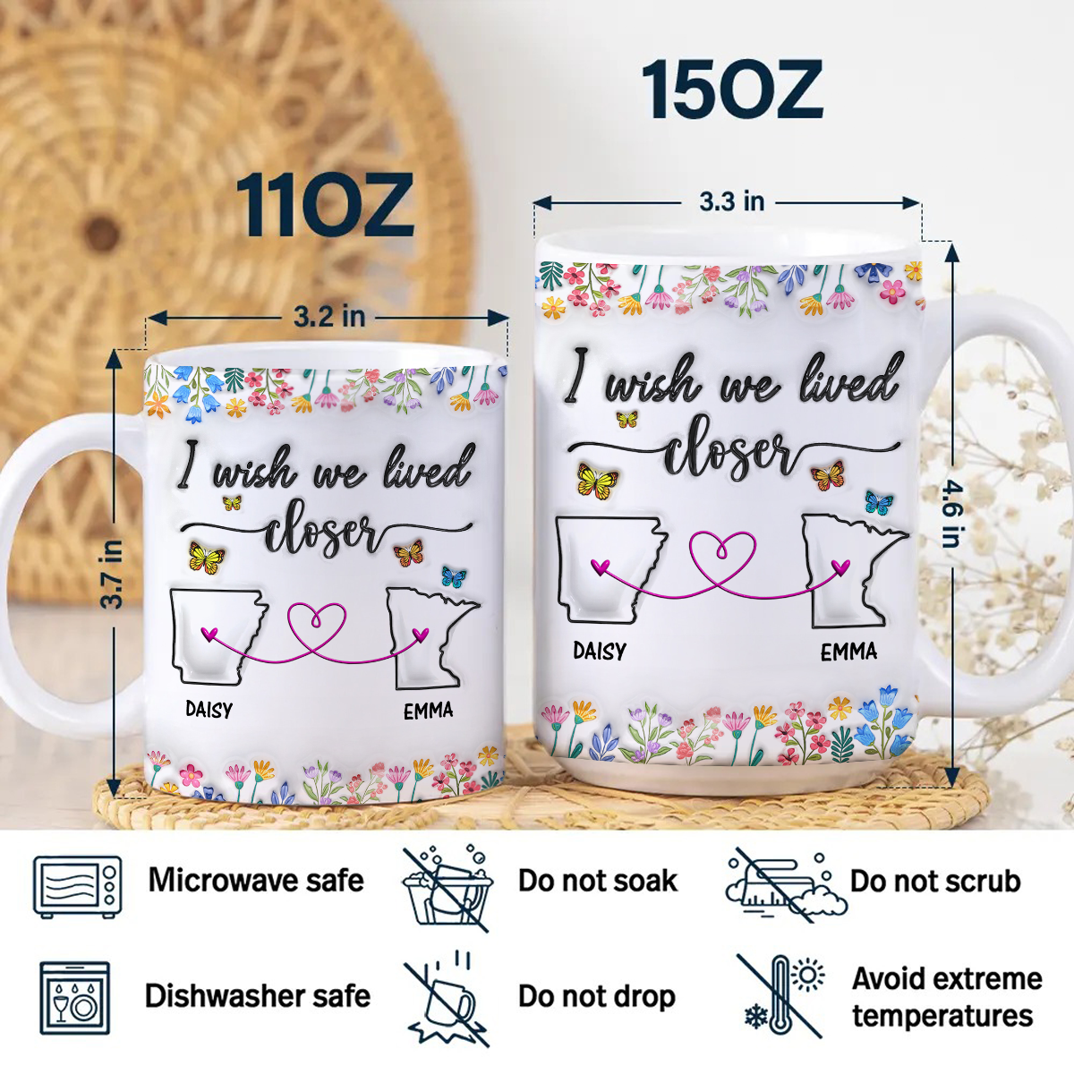 I Wish We Lived Closer - Personalized Custom 3D Inflated Effect Mug