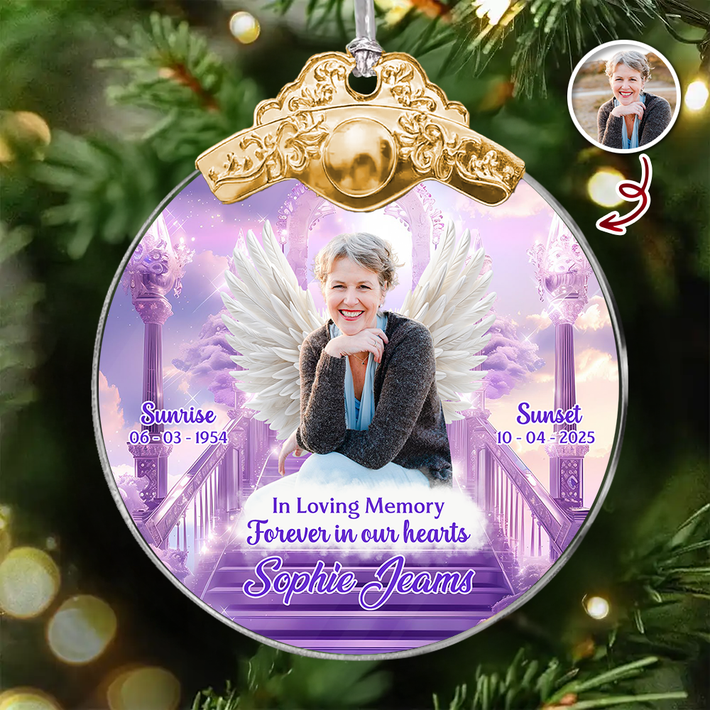 In Loving Memory - Personalized Glass Ornament With Silver and Gold Cap