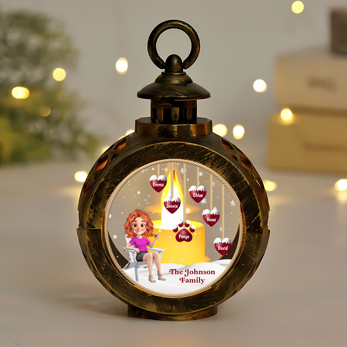 Our Family - Custom Candlelight Lantern Ornament