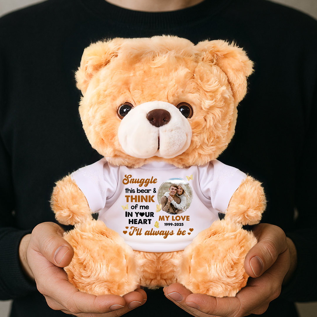 Memorial Teddy Bear Personalized – Think of Me in Your Heart Custom Plush Keepsake, Sympathy Gift, Remembrance Bear for Loss of Loved One