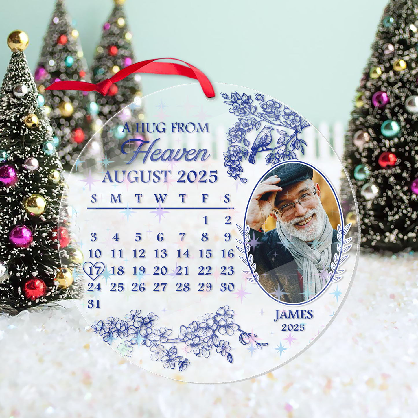 A Hug From Heaven The Date - Custom Shape Hologram Ornament