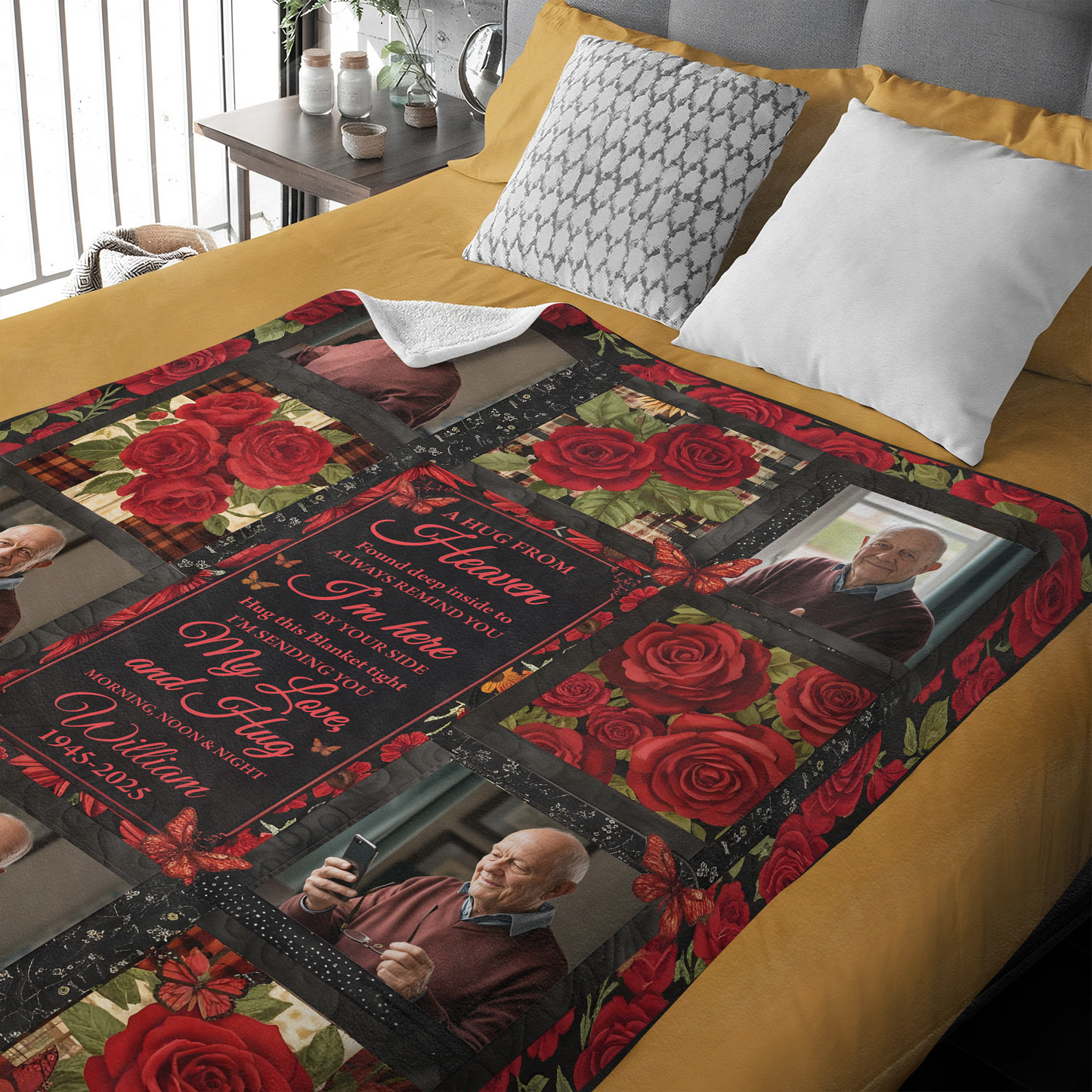 A Hug From Heaven Rose - Memorial Personalized Custom Blanket