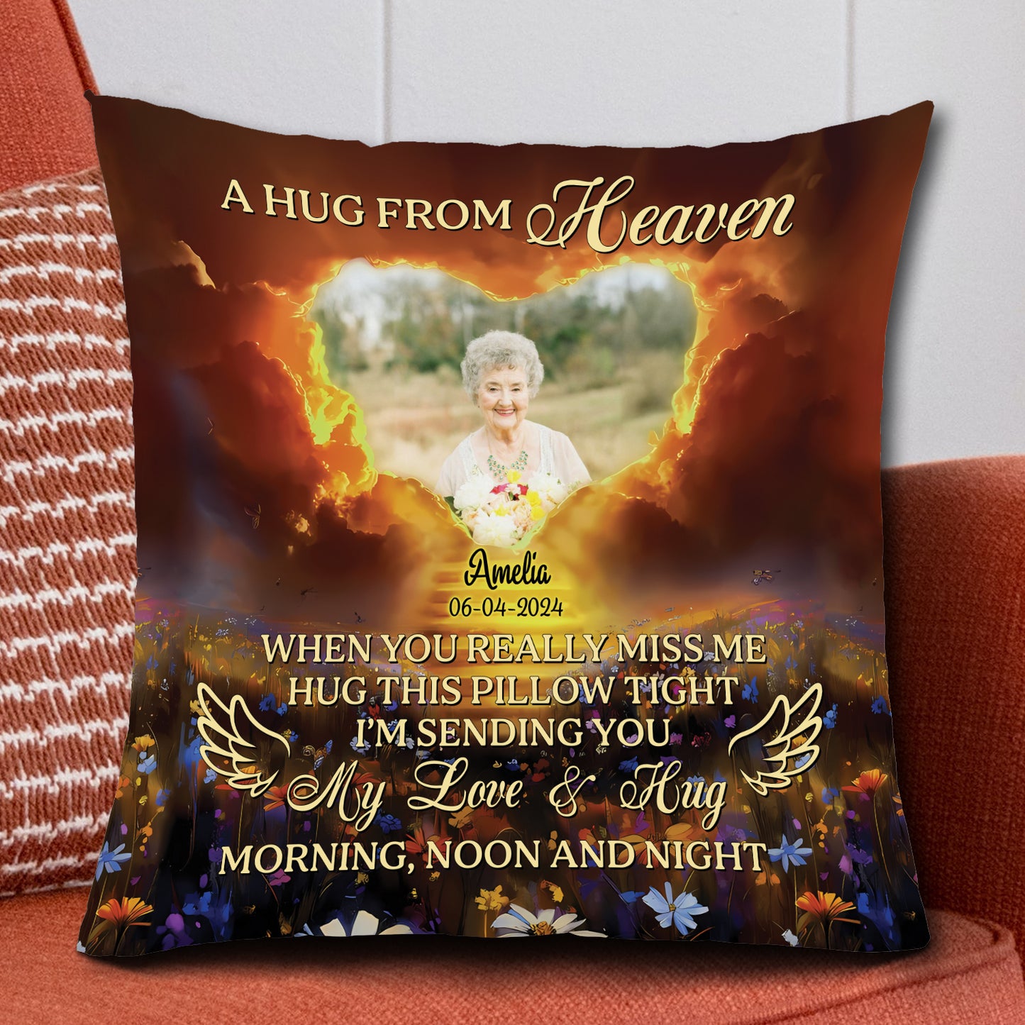 Think Of This Pillow As A Hug From Me From Heaven - Memorial Pillow
