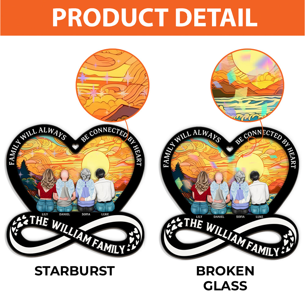 Family Will Always Be Connected By Heart - Custom Shape Hologram Ornament