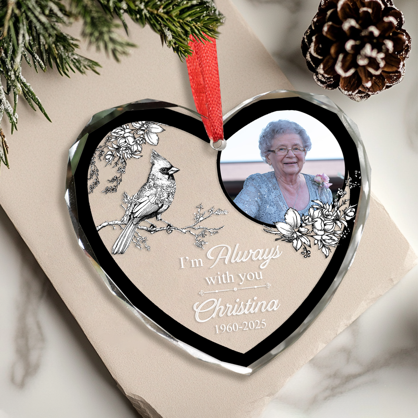 Cardinal I'm Always With You - Personalized Custom Glass Ornament