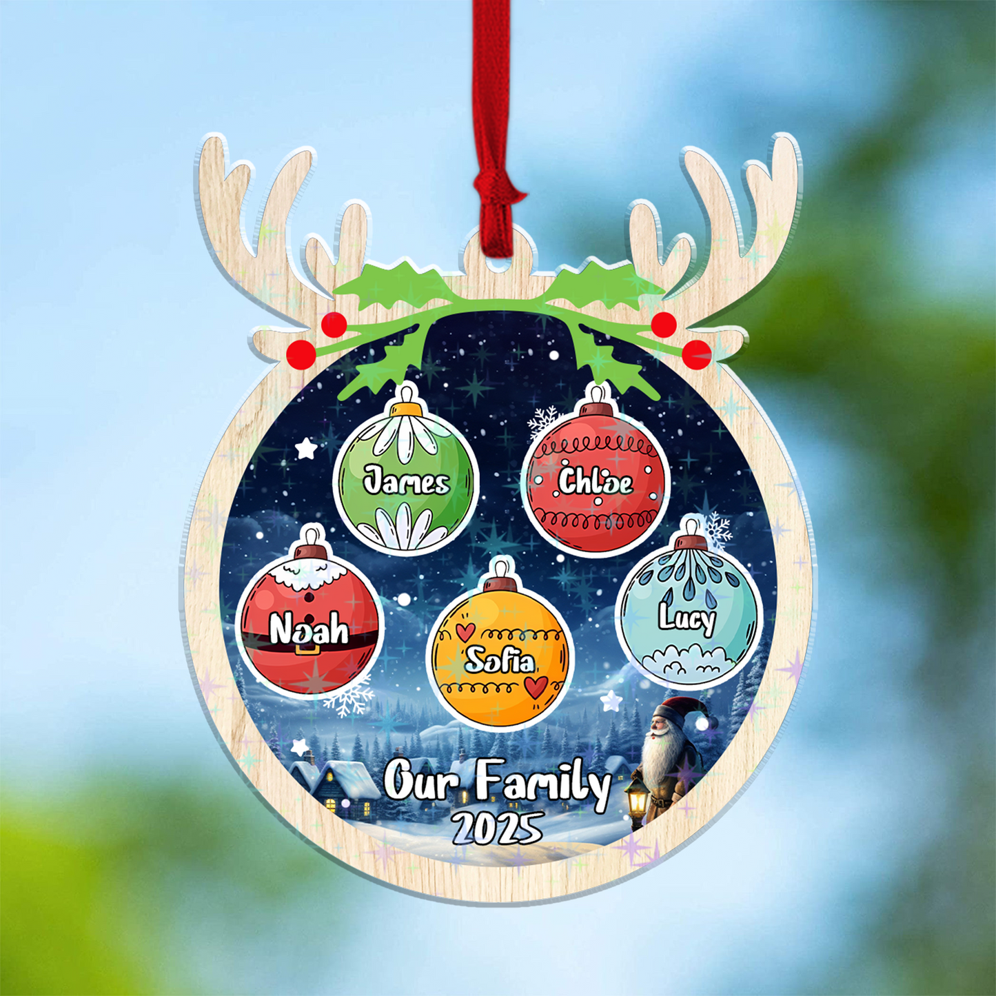 Christmas Ornament Family Ball - Custom Shape Hologram Ornament
