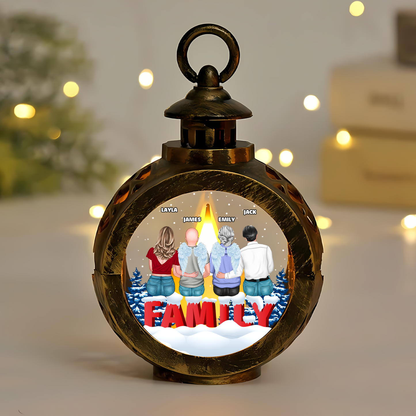 Custom Name and Photo - Memorial Gift - Personalized Candlelight Lantern Ornament