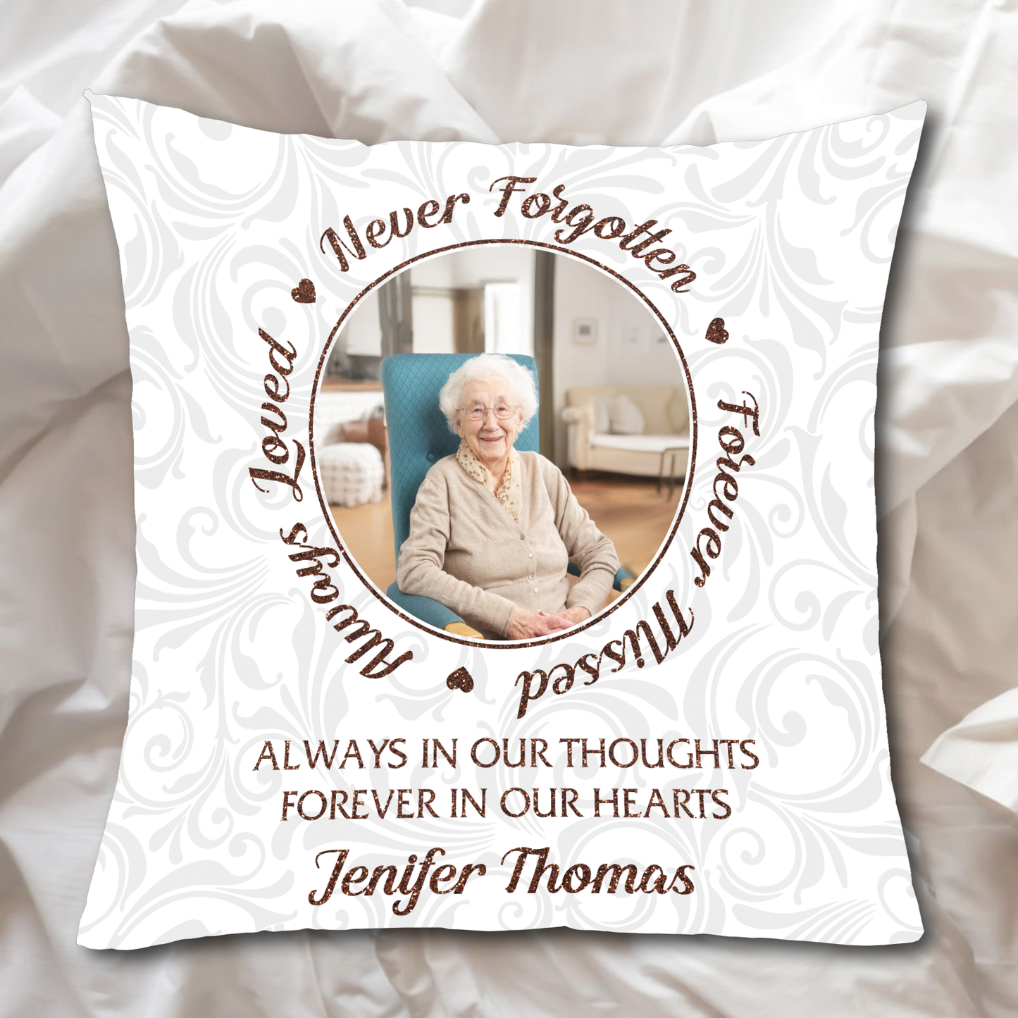 Custom Photo Always In Our Thoughts - Personalized Pillow
