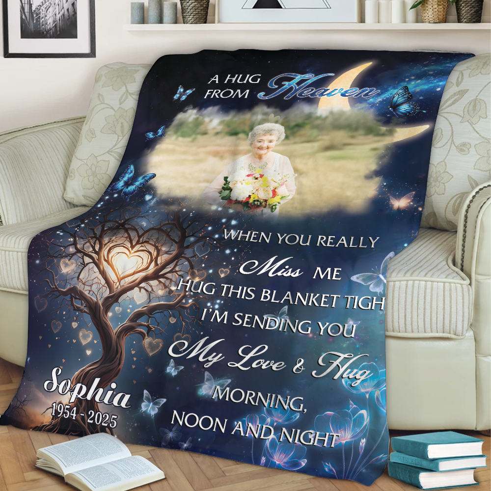 To My Love A Hug From Heaven - Memorial Personalized Custom Blanket Gift