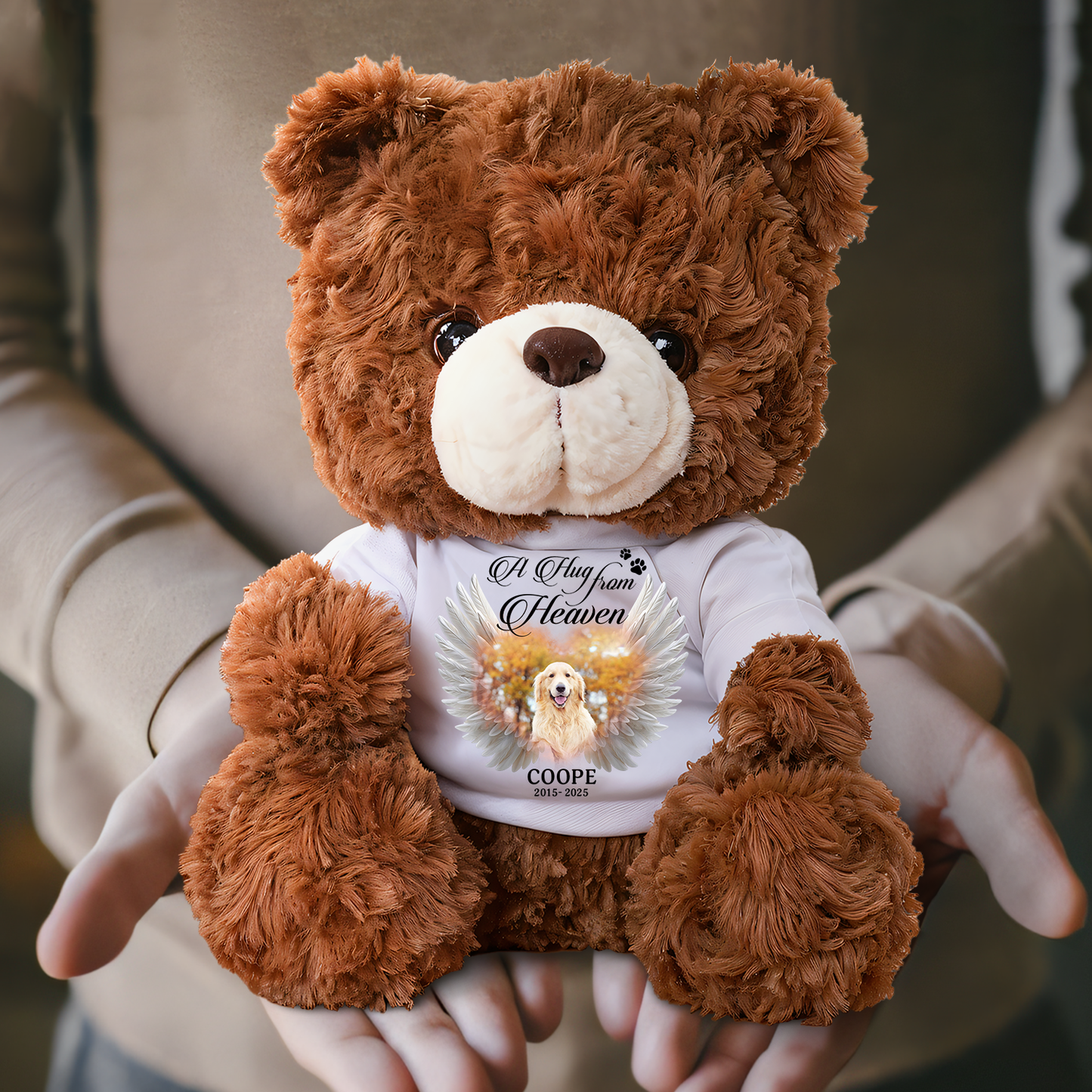 A hug From Heaven Pet Lover - Memorial Personalized Custom Teddy Bear Plush
