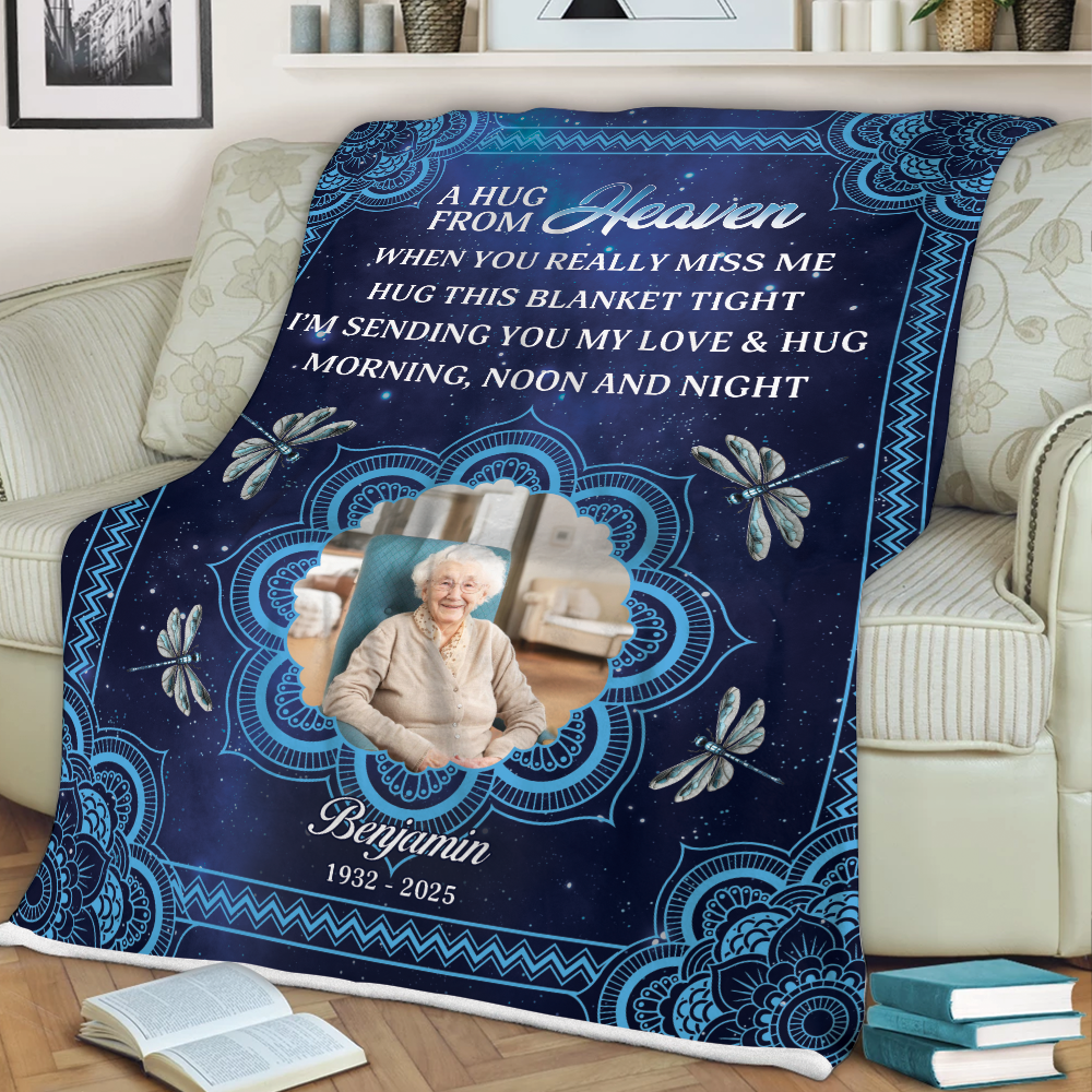 To My Love A Hug From Heaven Mandala - Memorial Personalized Custom Blanket Gift