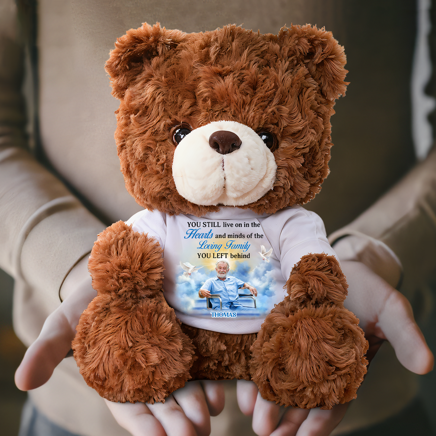 A hug From Heaven Sky - Memorial Personalized Custom Teddy Bear Plush