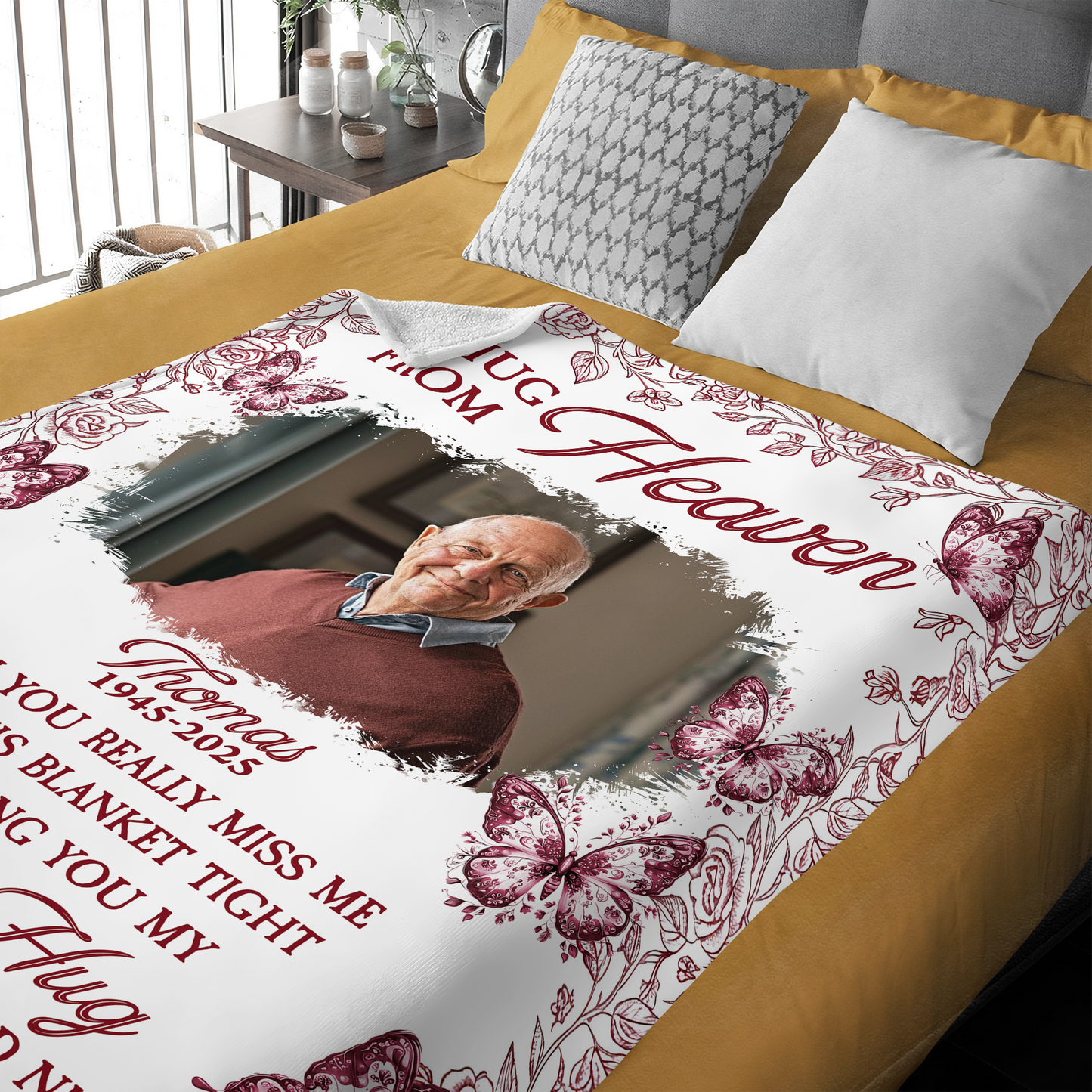 A Hug From Heaven Flower - Memorial Personalized Custom Blanket