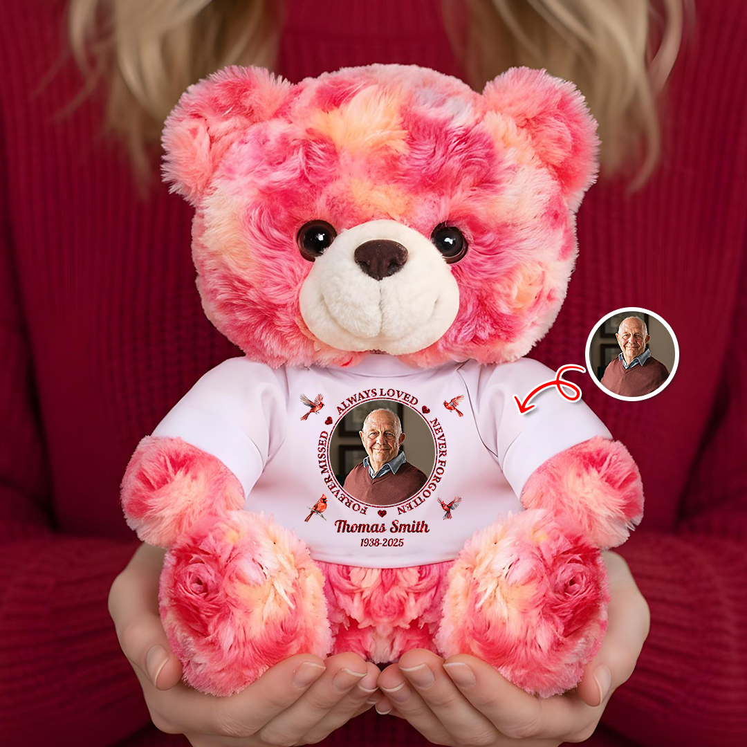 Always Loved Never Forgotten Glitter - Memorial Personalized Custom Teddy Bear Plush