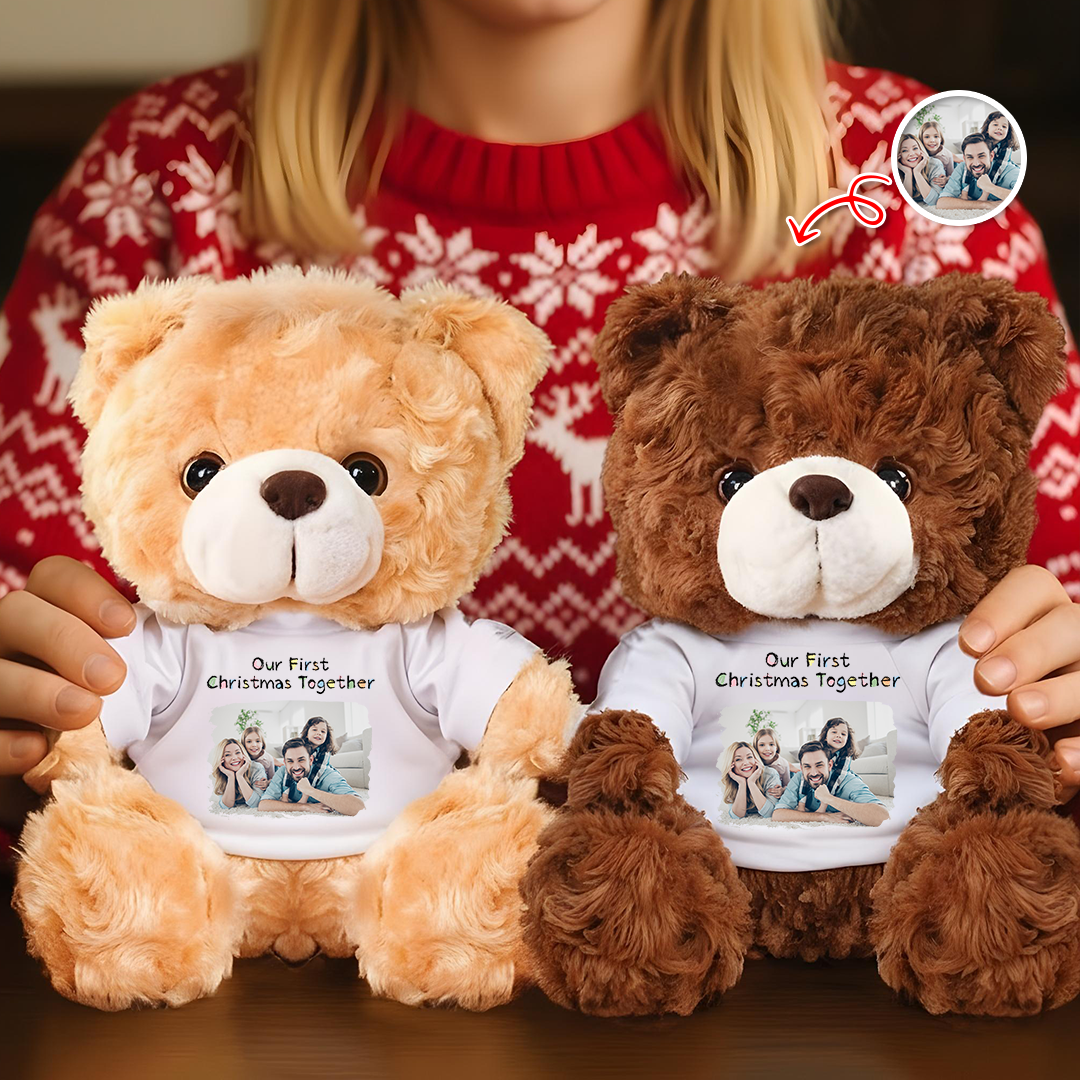 Our Family Christmas Teddy Bear – Personalized Custom Plush Keepsake, Family Holiday Gift, Cute Christmas Decoration or Gift for Kids