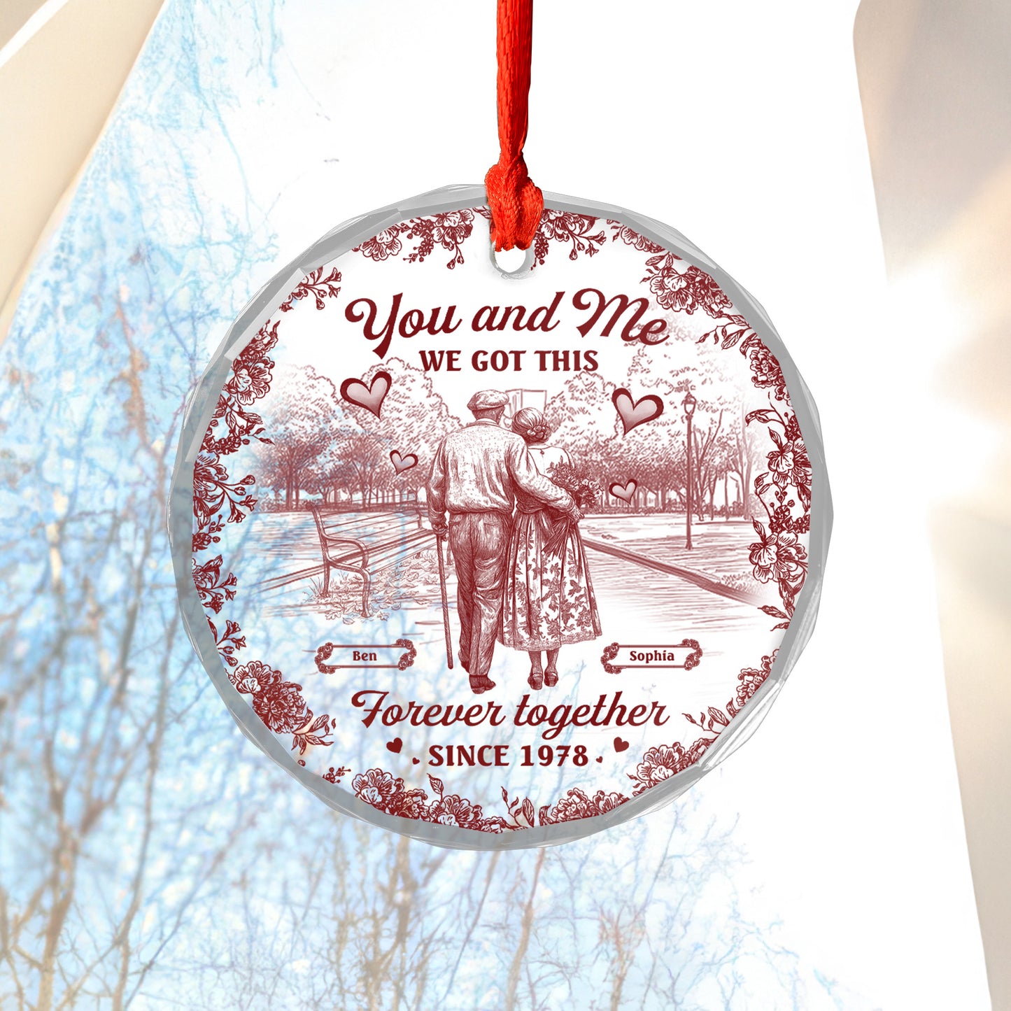 You and Me We Got This Flower - Personalized Custom Glass Ornament