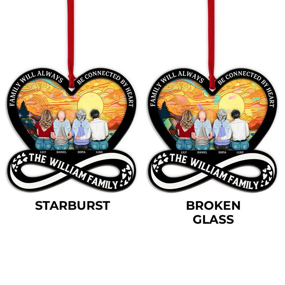 Family Will Always Be Connected By Heart - Custom Shape Hologram Ornament