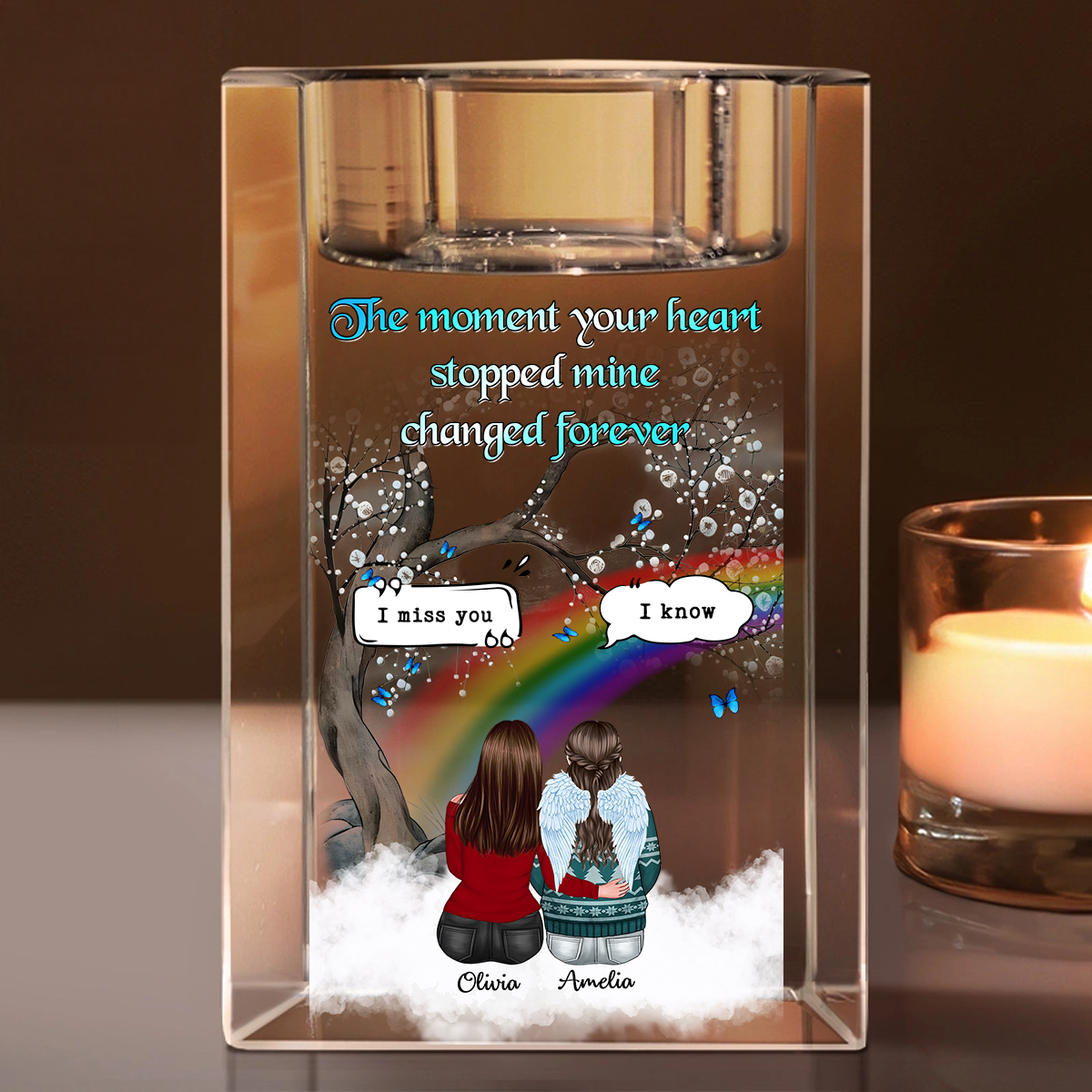 The Moment The Heart Stopped - Personalized Crystal Candle Holder
