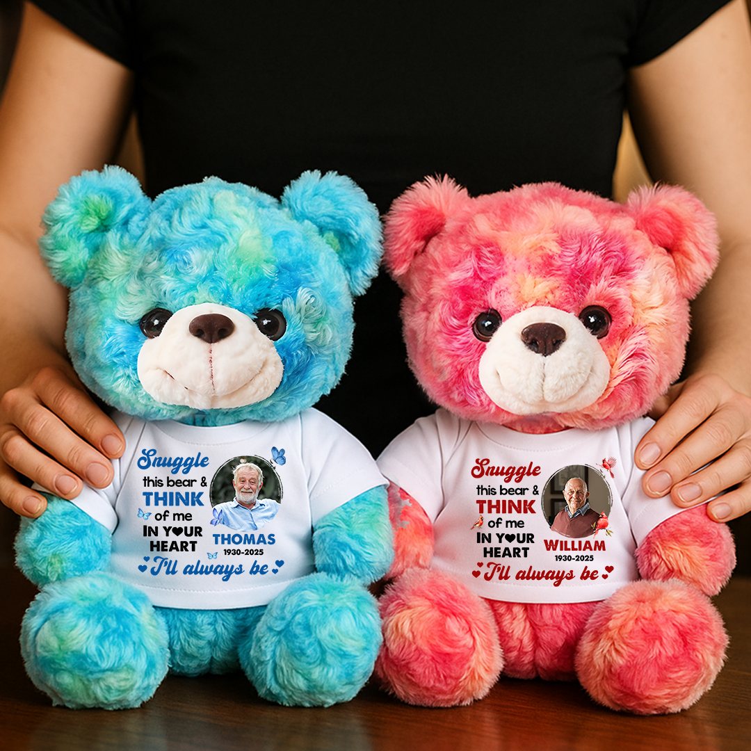 Memorial Teddy Bear Personalized – Think of Me in Your Heart Custom Plush Keepsake, Sympathy Gift, Remembrance Bear for Loss of Loved One