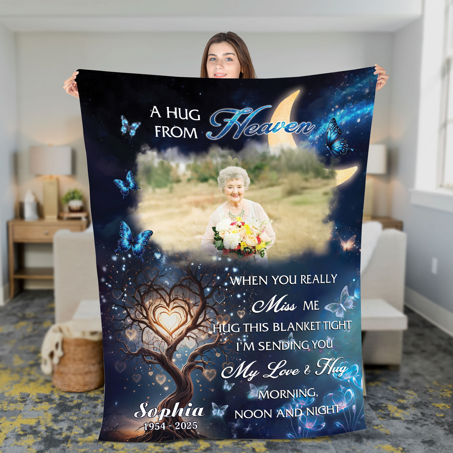 To My Love A Hug From Heaven - Memorial Personalized Custom Blanket Gift