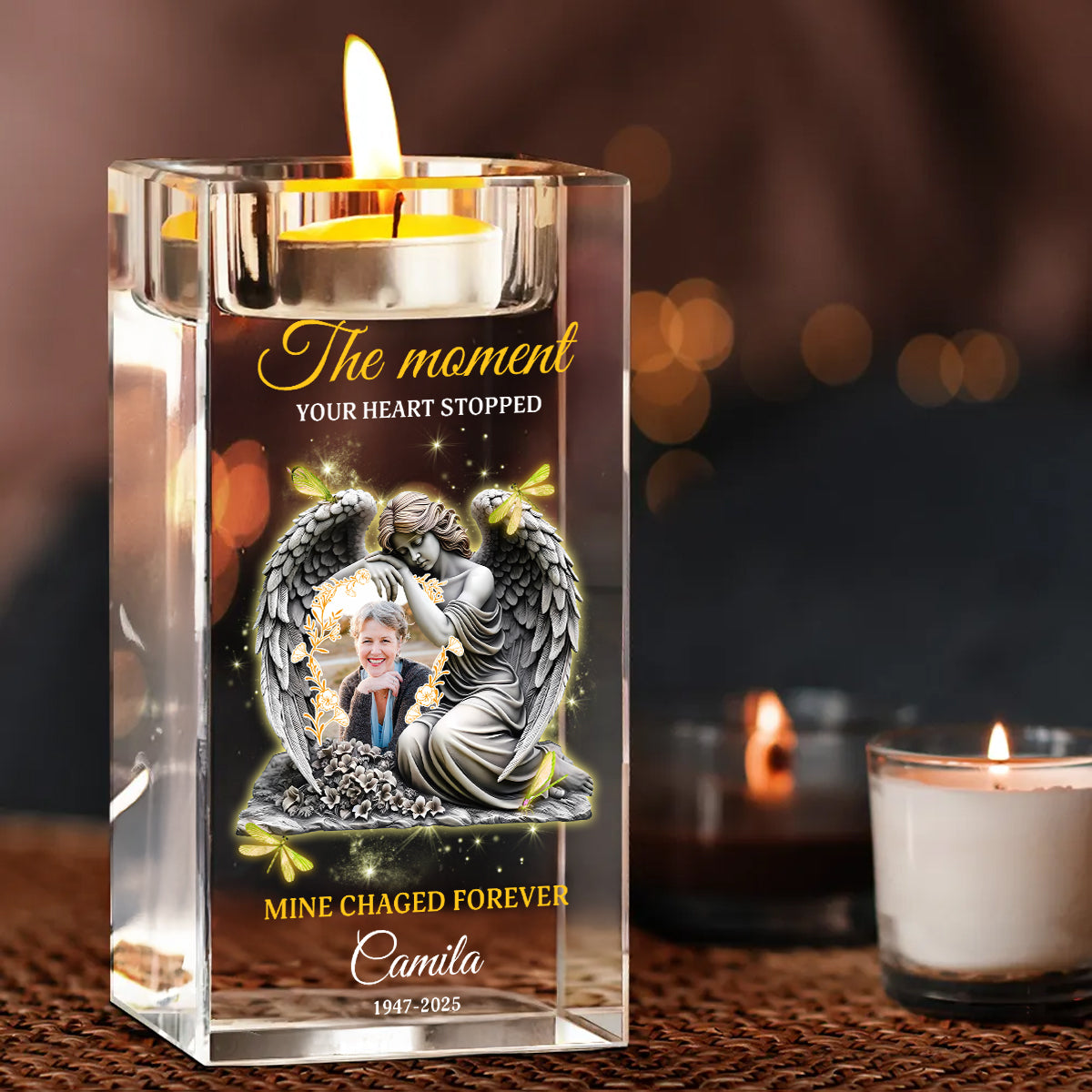 The Moment The Heart Shines - Personalized Crystal Candle Holder