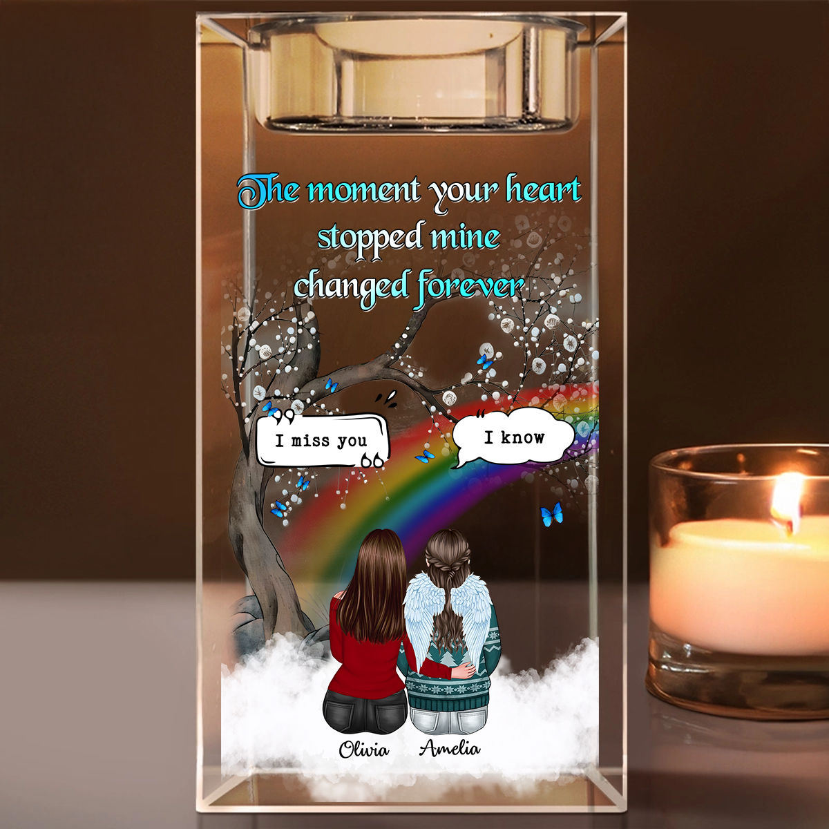 The Moment The Heart Stopped - Personalized Crystal Candle Holder