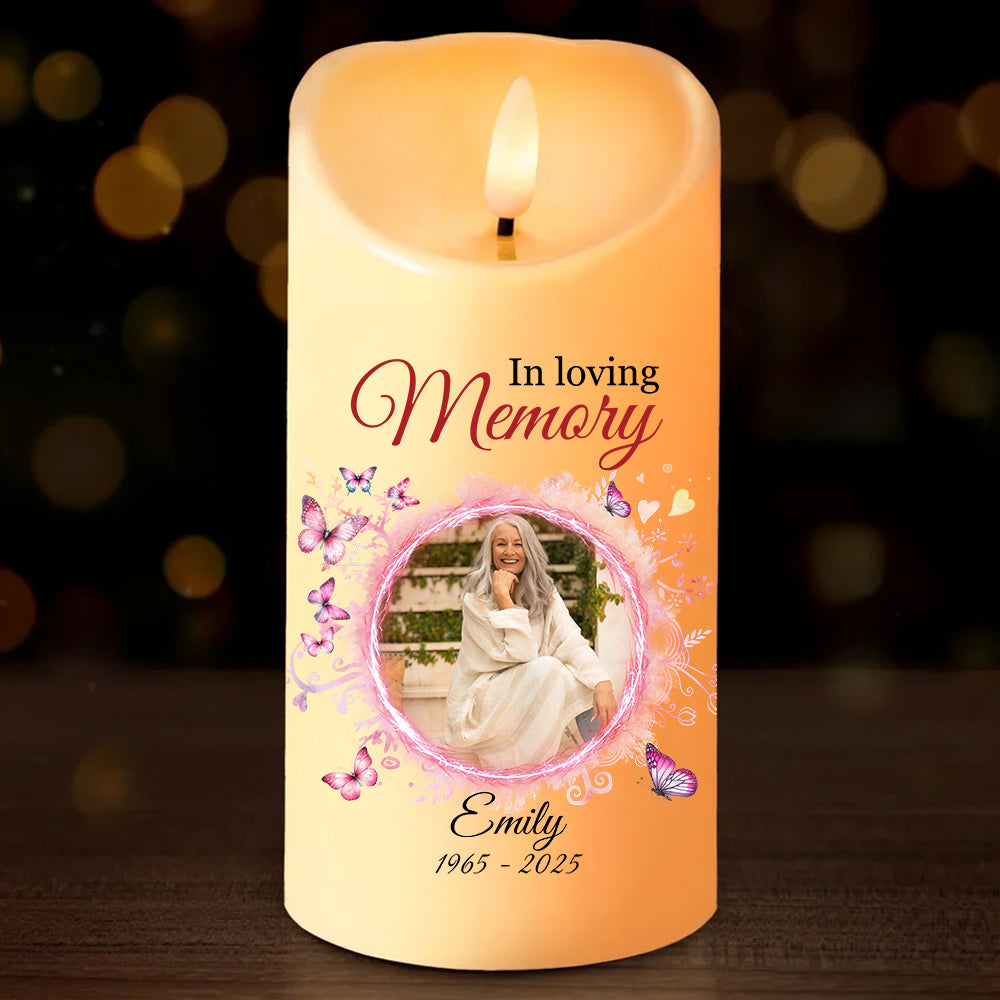 Color Forever In Our Hearts Memorial Gift - Personalized Custom LED Candle