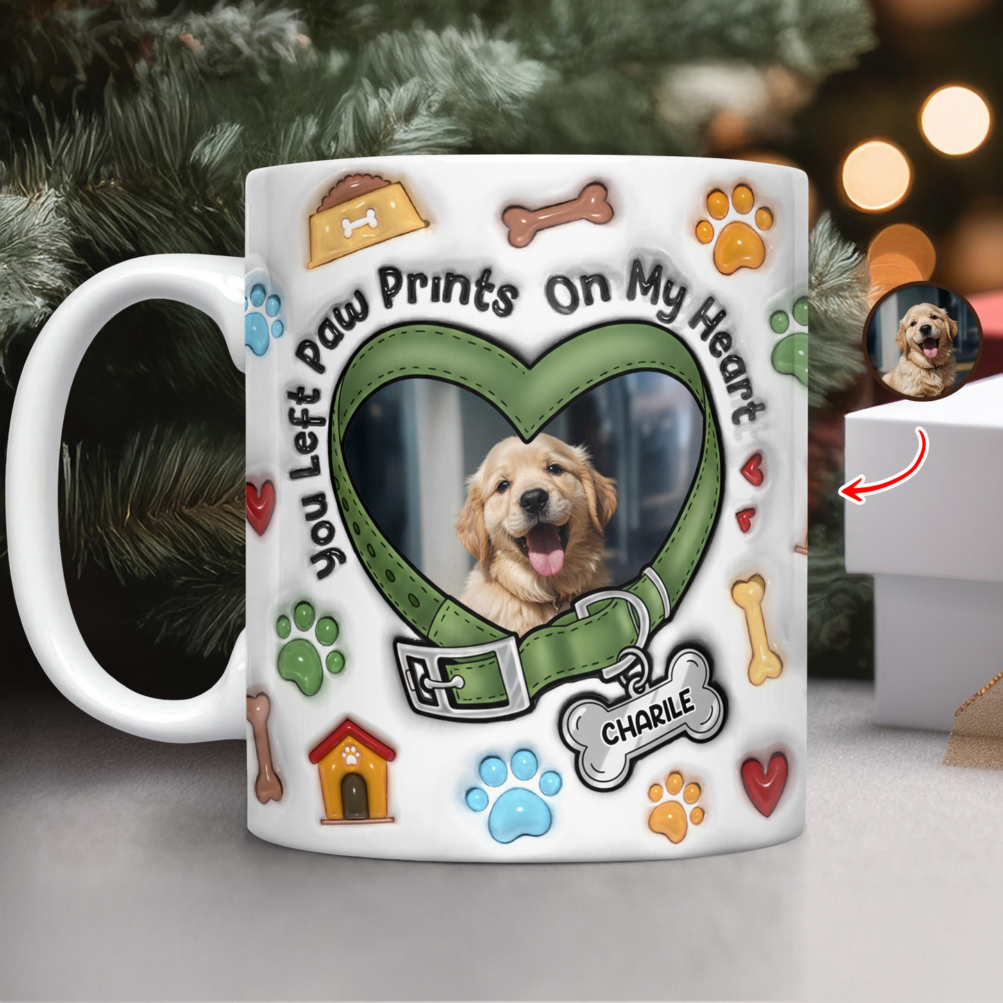 You Left Pawprint Memorial Mug - Personalized Custom 3D Inflated Effect Mug
