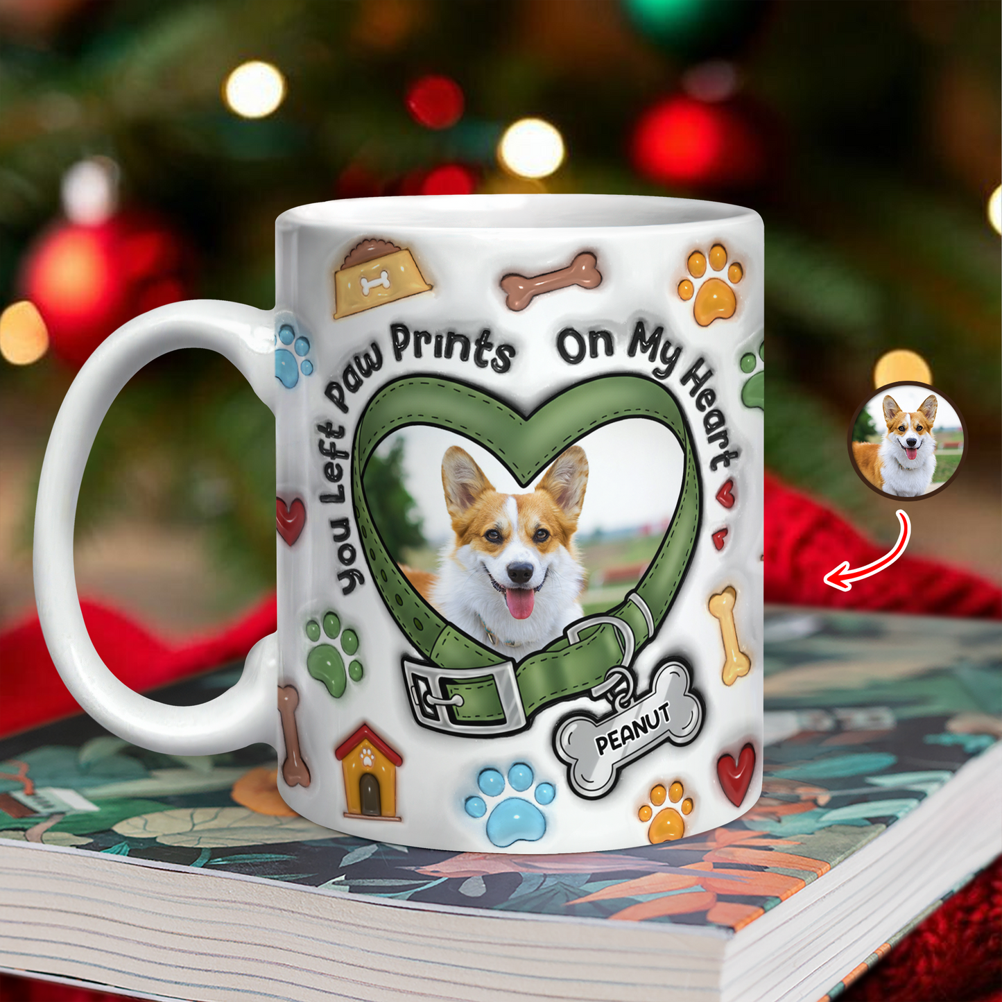 You Left Pawprint Memorial Mug - Personalized Custom 3D Inflated Effect Mug