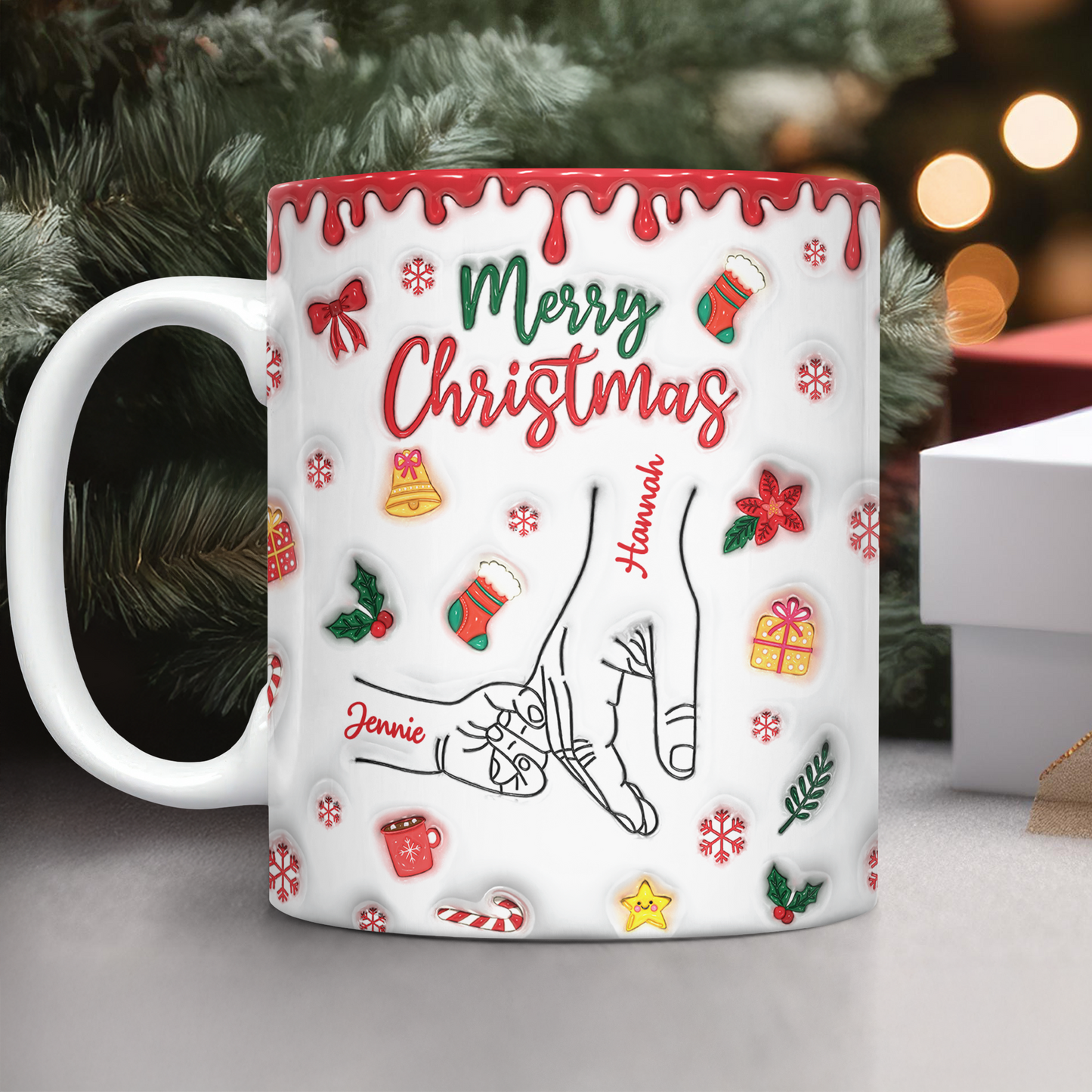 You Hold Our Hands, Also Our Hearts Christmas Mug - Personalized Custom 3D Inflated Effect Mug