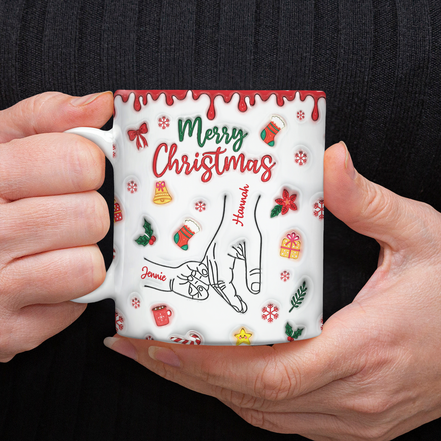 You Hold Our Hands, Also Our Hearts Christmas Mug - Personalized Custom 3D Inflated Effect Mug