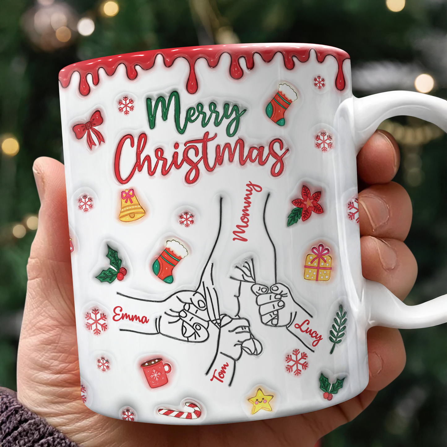 You Hold Our Hands, Also Our Hearts Christmas Mug - Personalized Custom 3D Inflated Effect Mug