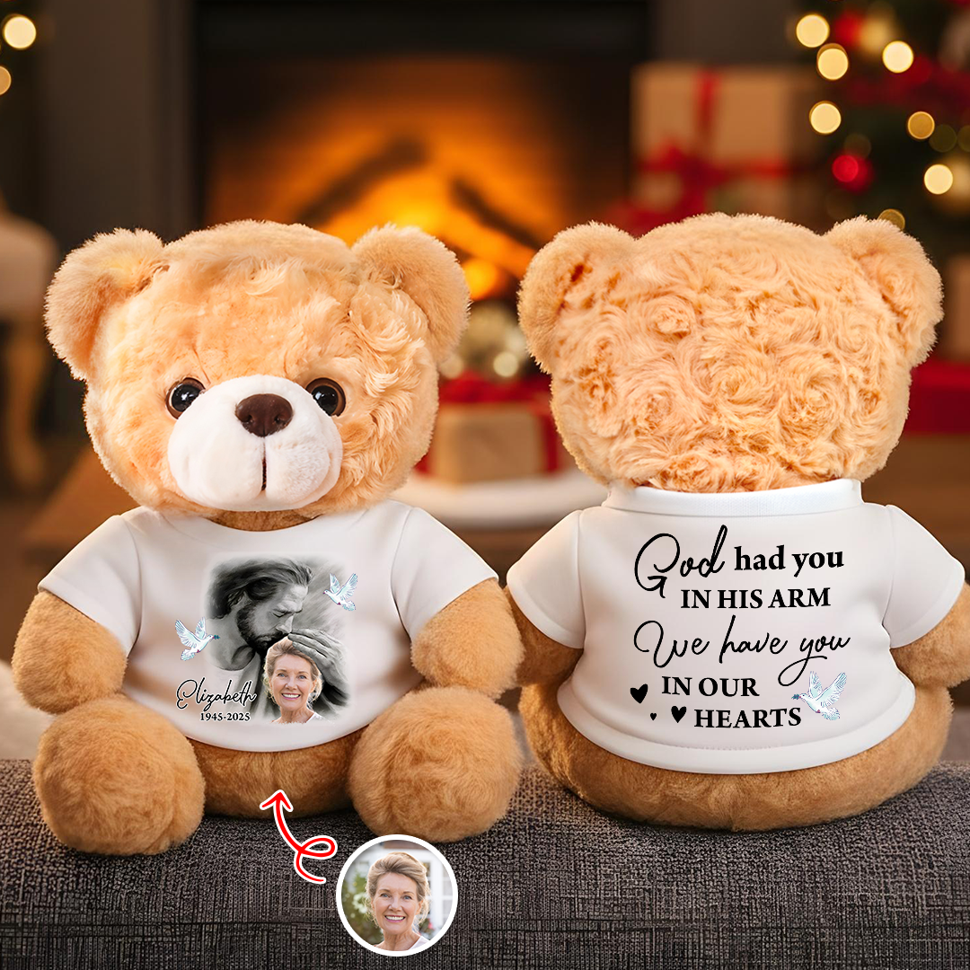 God Had You In His Arms Memorial Teddy Bear – Personalized Custom Plush Keepsake, Sympathy Gift, Remembrance Gift for Loss of Loved One