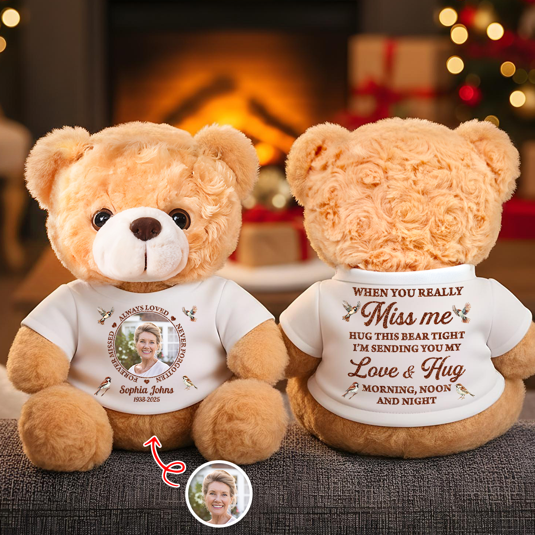 Always Loved Never Forgotten Glitter - Memorial Personalized Custom Teddy Bear Plush