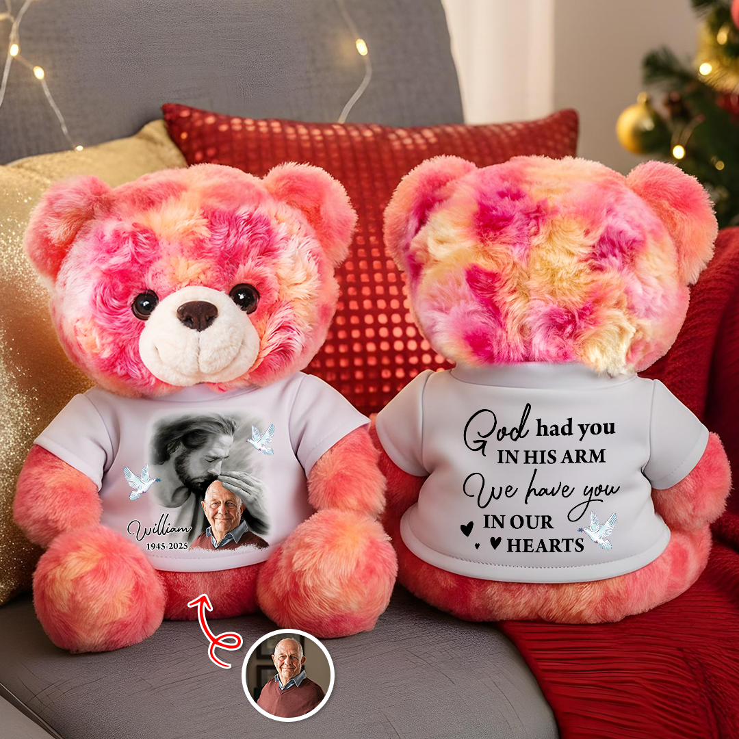 God Had You In His Arms Memorial Teddy Bear – Personalized Custom Plush Keepsake, Sympathy Gift, Remembrance Gift for Loss of Loved One