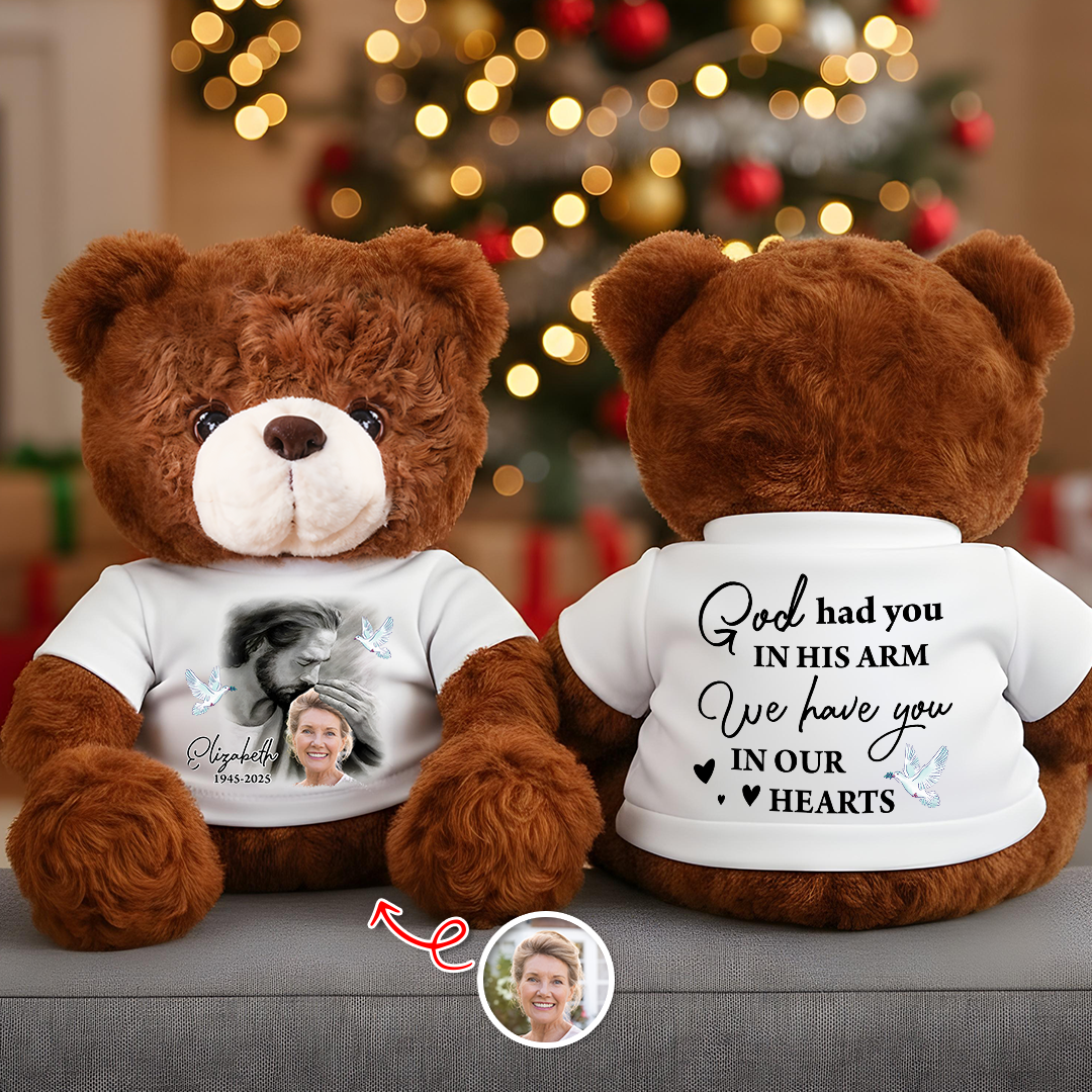 God Had You In His Arms Memorial Teddy Bear – Personalized Custom Plush Keepsake, Sympathy Gift, Remembrance Gift for Loss of Loved One