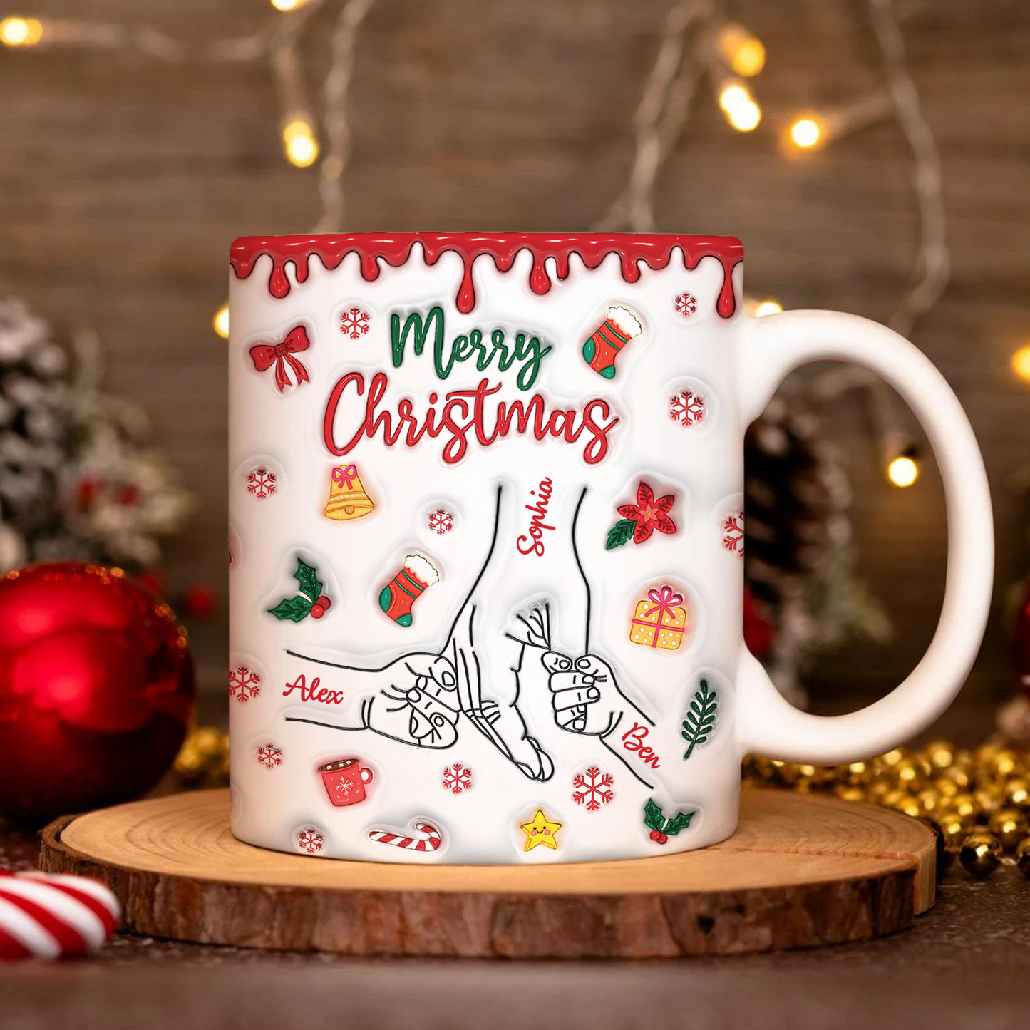 You Hold Our Hands, Also Our Hearts Christmas Mug - Personalized Custom 3D Inflated Effect Mug