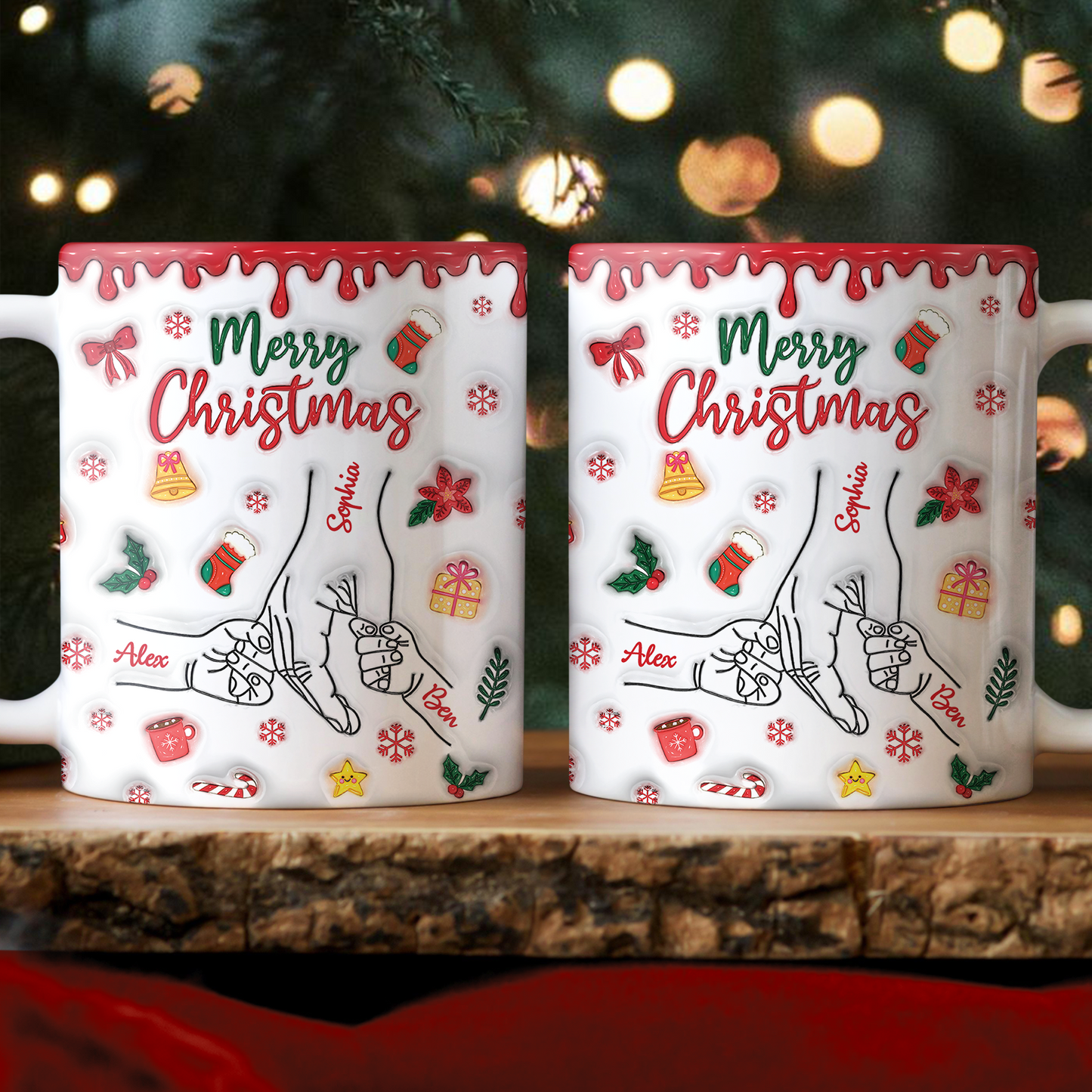 You Hold Our Hands, Also Our Hearts Christmas Mug - Personalized Custom 3D Inflated Effect Mug