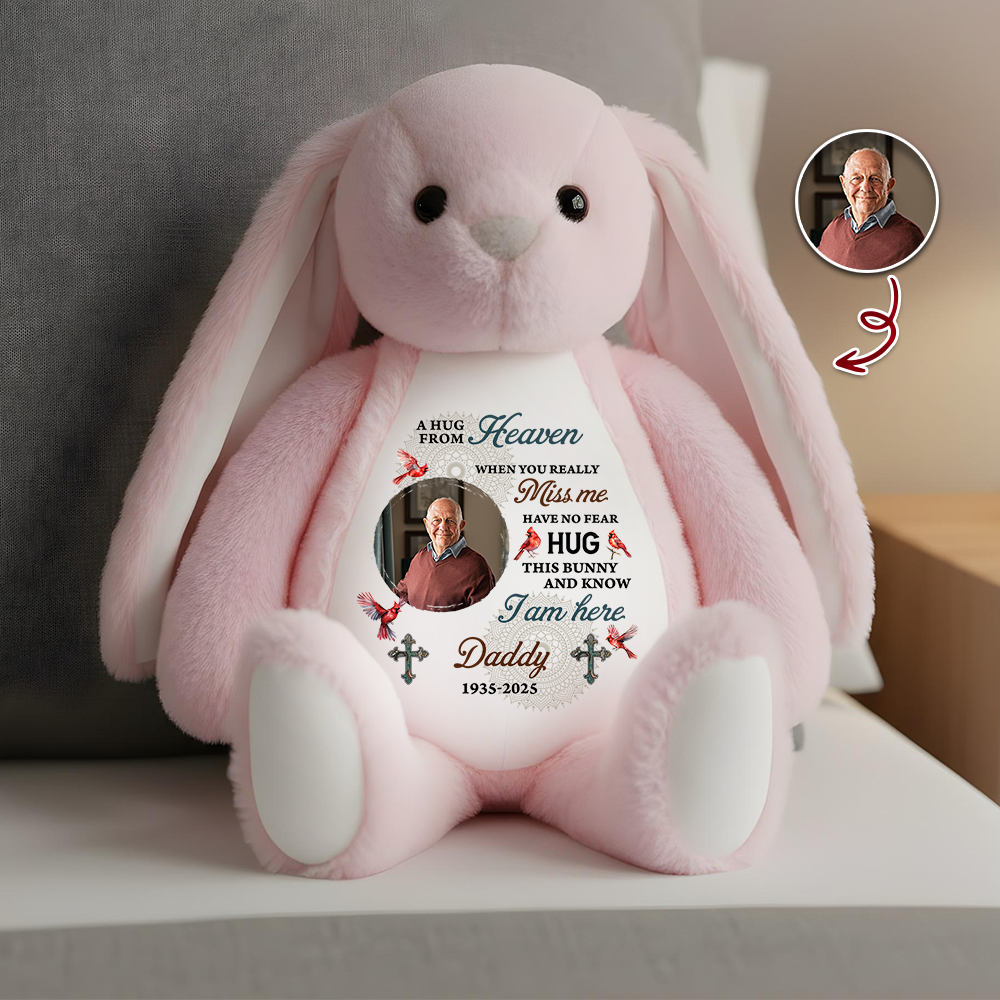Hug This Bunny Mandala - Memorial Personalized Custom Bunny Plush - Sympathy Gift