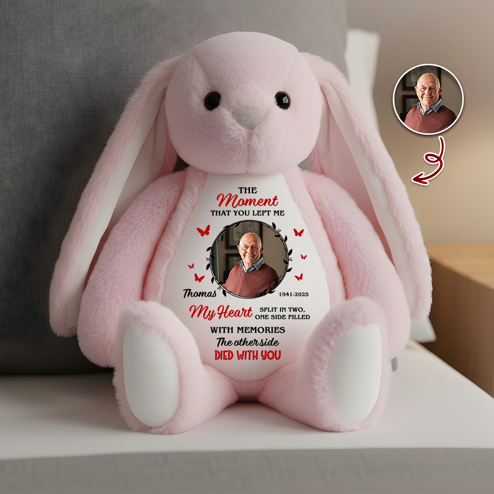 The Moment That You Left Me - Memorial Personalized Custom Bunny Plush - Sympathy Gift, A Cuddle From Heaven Keepsake Bunny, Keepsake Gift