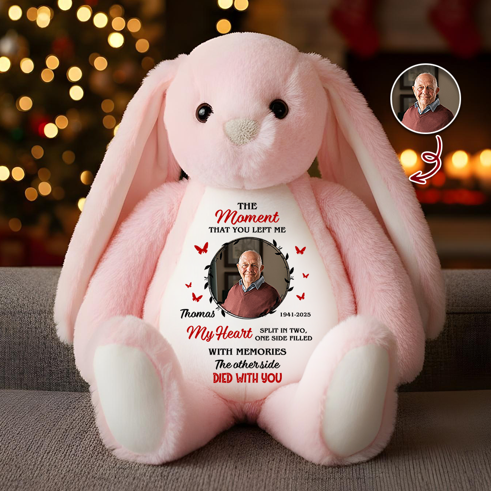 The Moment That You Left Me - Memorial Personalized Custom Bunny Plush - Sympathy Gift, A Cuddle From Heaven Keepsake Bunny, Keepsake Gift