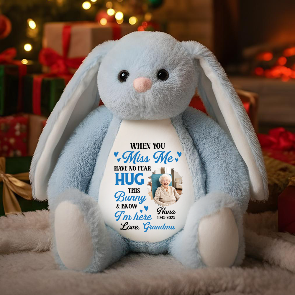 Heaven's Love In Every Hug - Memorial Personalized Custom Bunny Plush - Sympathy Gift, Keepsake Gift Grandparent, Nanny, Memorial Worry Bunny