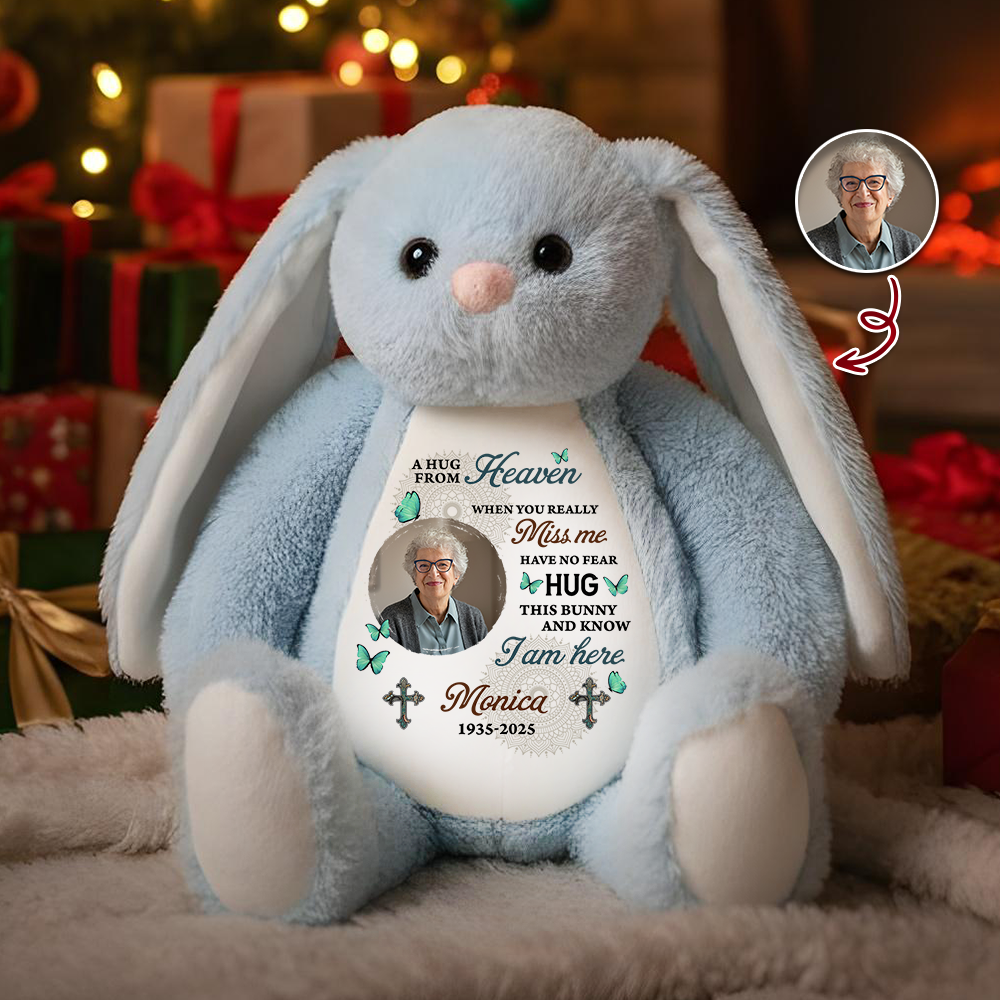 Hug This Bunny Mandala - Memorial Personalized Custom Bunny Plush - Sympathy Gift