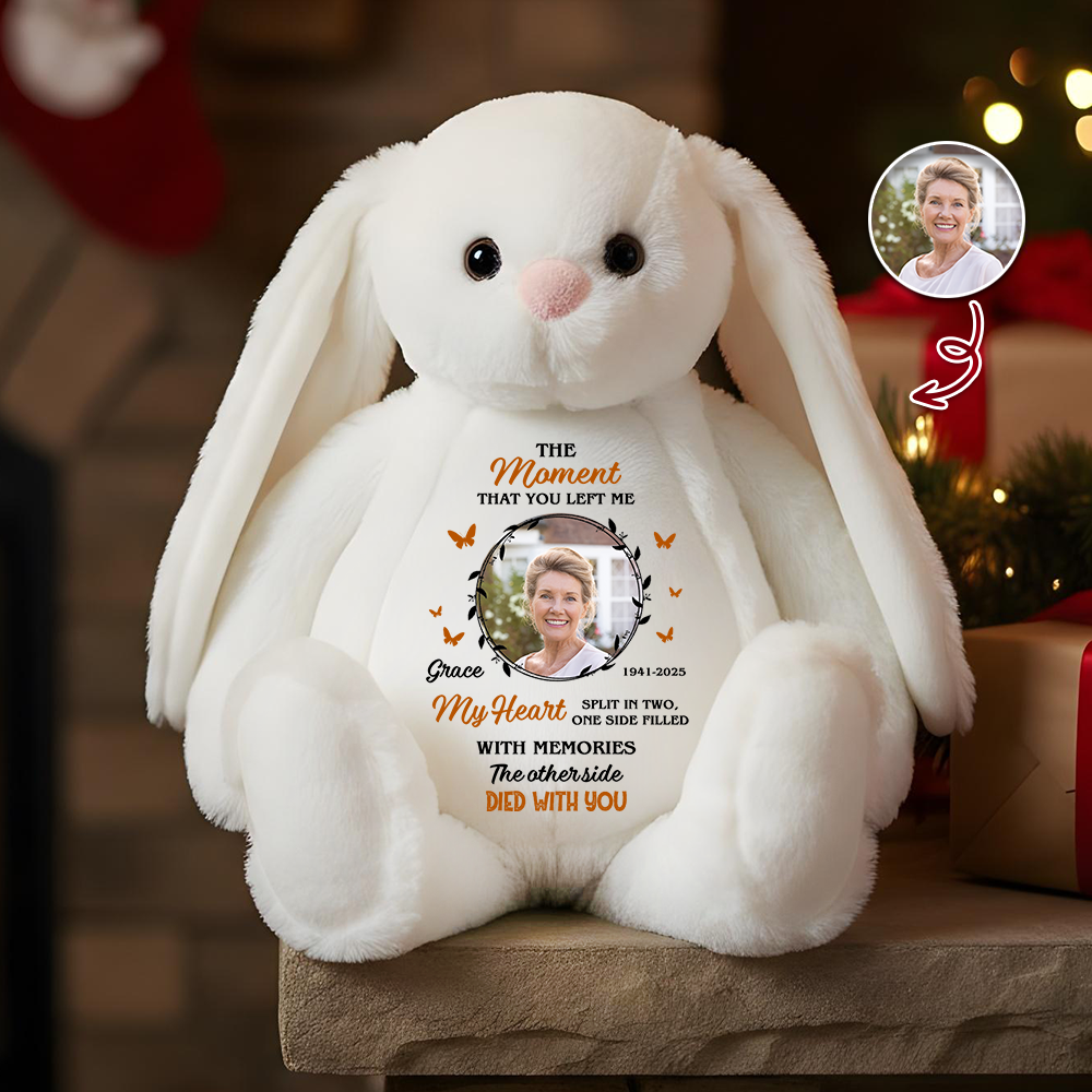 The Moment That You Left Me - Memorial Personalized Custom Bunny Plush - Sympathy Gift, A Cuddle From Heaven Keepsake Bunny, Keepsake Gift