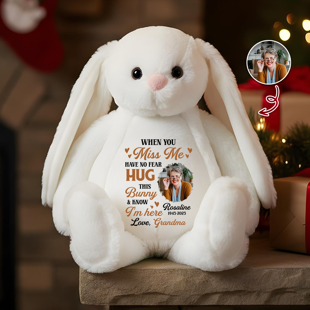 Heaven's Love In Every Hug - Memorial Personalized Custom Bunny Plush - Sympathy Gift, Keepsake Gift Grandparent, Nanny, Memorial Worry Bunny